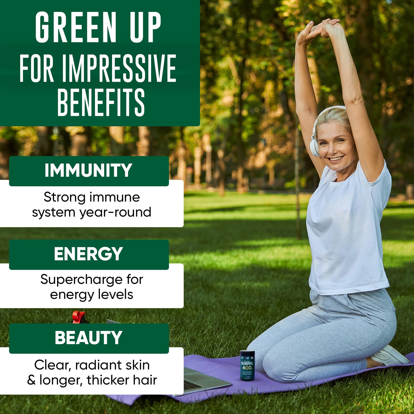 Chlorophyll Capsules 600 mg - Natural Chlorophyll Pills for Women & Men - Highly BioAvailable Alpha Flow uk supplements