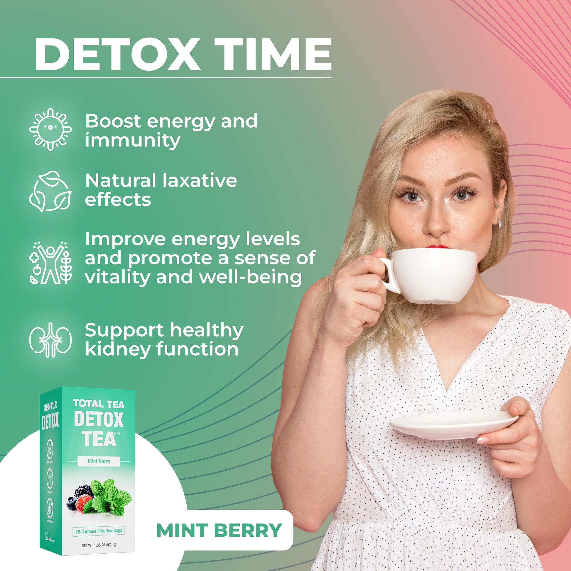 Total Tea Slimming Detox Tea for a Healthy Weight Support - Caffeine Free - Herbal Total Tea uk supplements