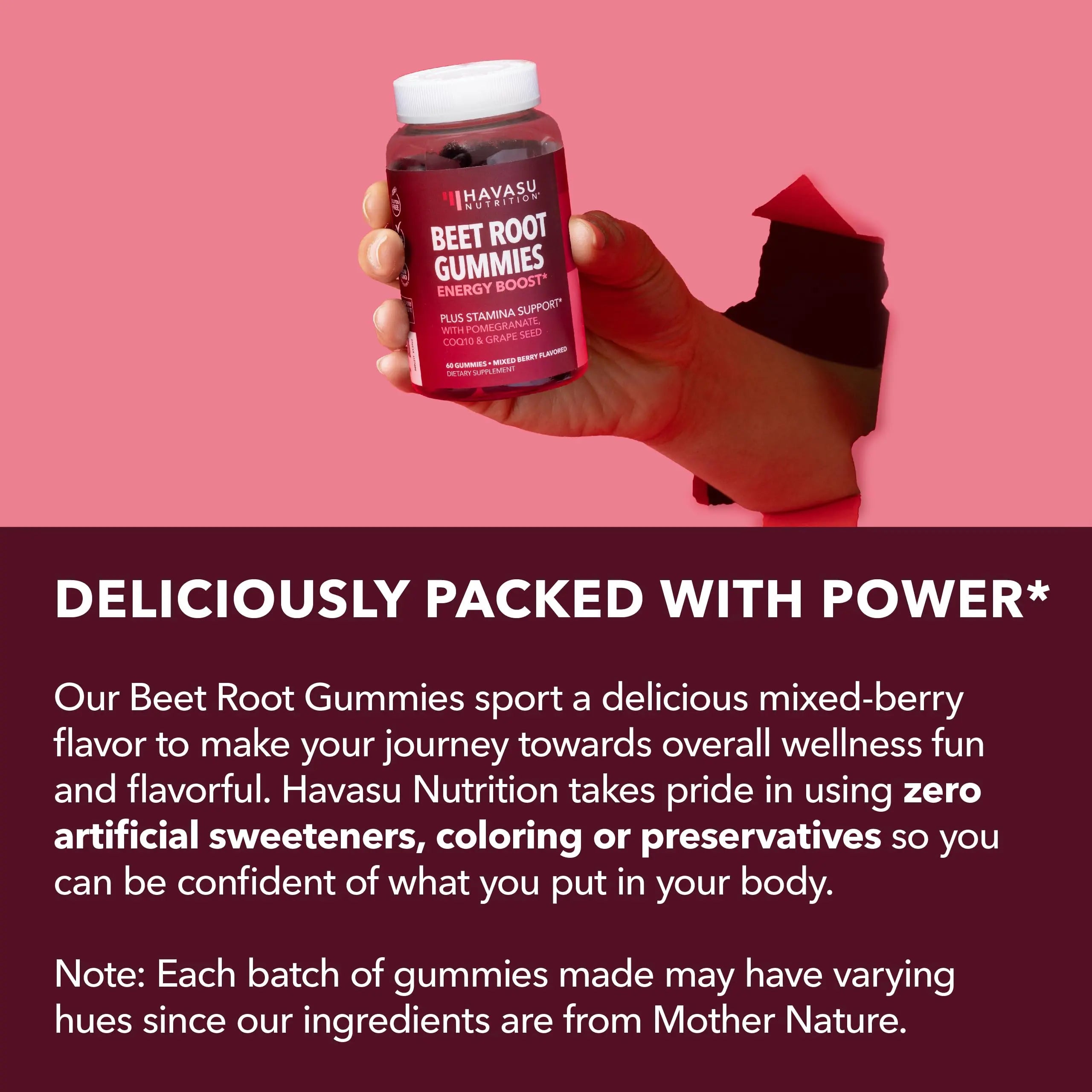Beet Root Gummies with COQ10 & Pomegranate - Nitric Oxide Supplement for Men and Women - Beetroot for Endurance, Performance, Recovery - Vegan, Non-GMO, Gluten Free HAVASU NUTRITION uk supplements