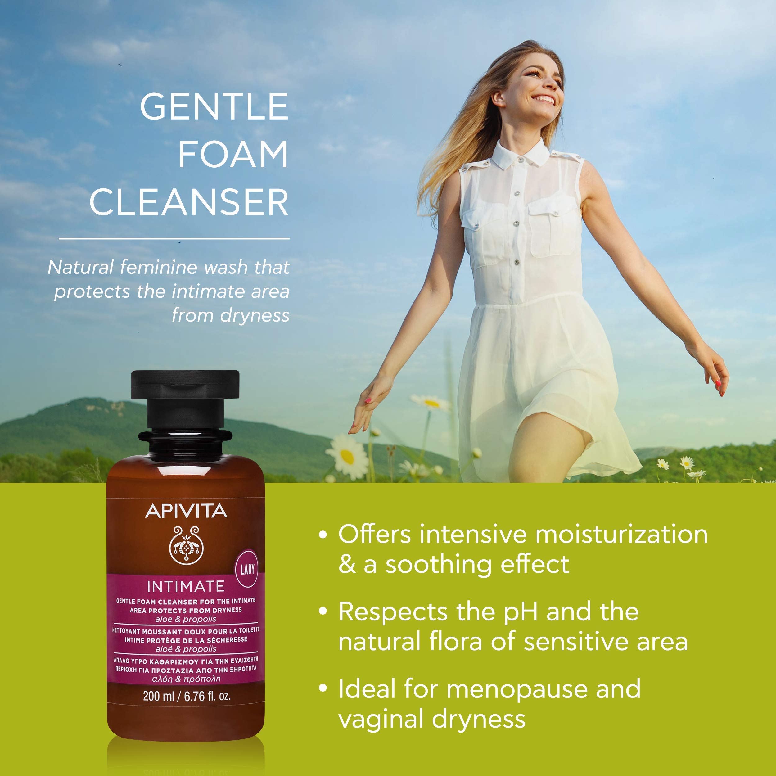 APIVITA Gentle Foam Cleanser for the Intimate Area, pH Balancing Feminine Wash Apivita uk supplements