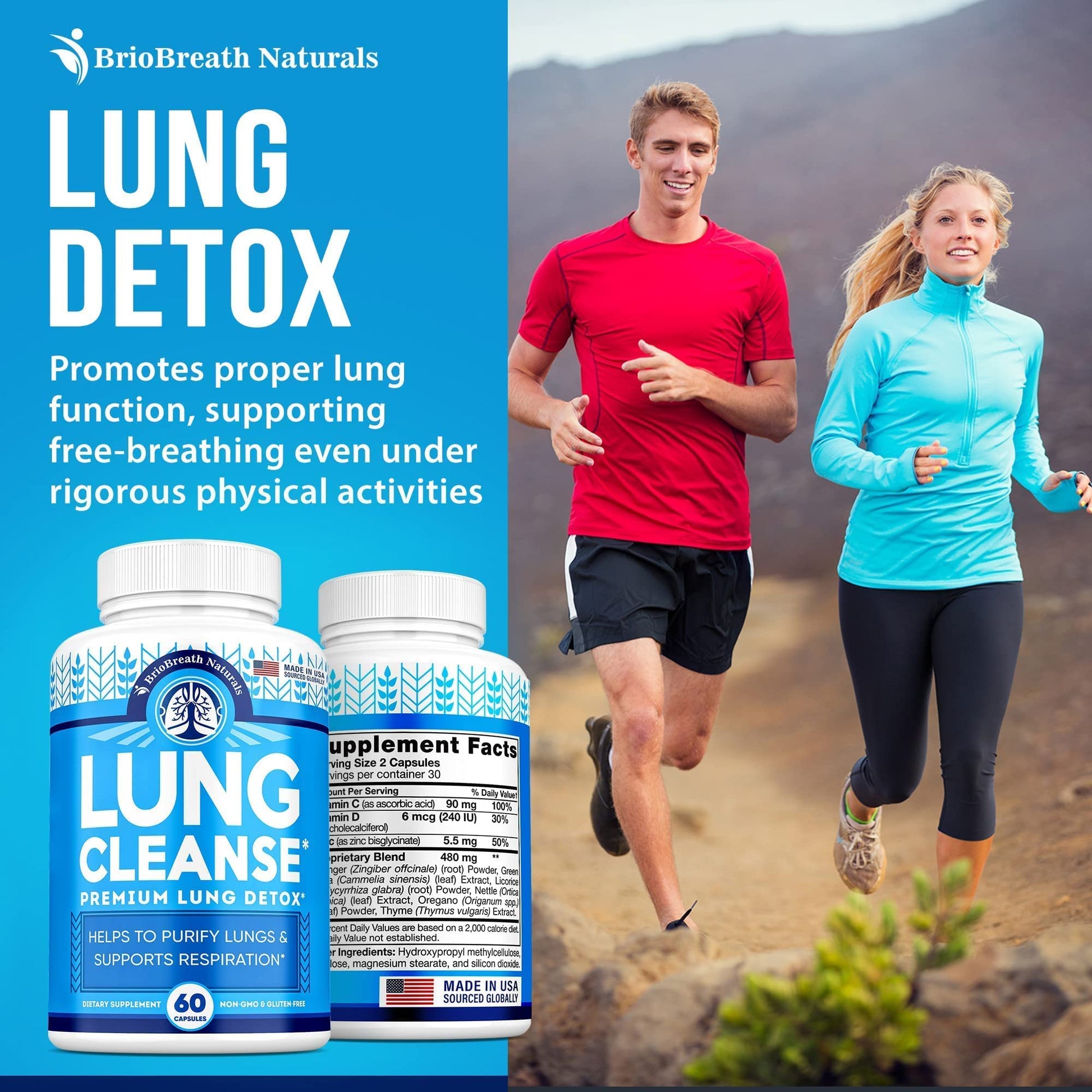 Lung Support Supplement - Natural Capsules for Lung Cleanse and Detox BRIOBREATH NATURALS uk supplements