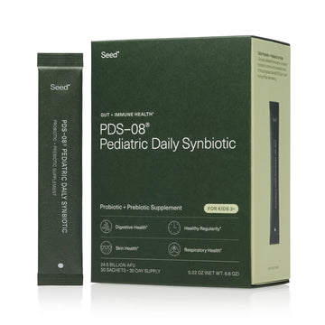 Seed PDS-08 Pediatric Daily Synbiotic - Fiber-Based Prebiotic & Probiotic for Kids - Digestive Health, Regularity, Constipation Relief - Ages 3-17 - Vegan and Shelf-Stable - 30 Sachets (30-Day Supply) Visit the Seed Store uk supplements