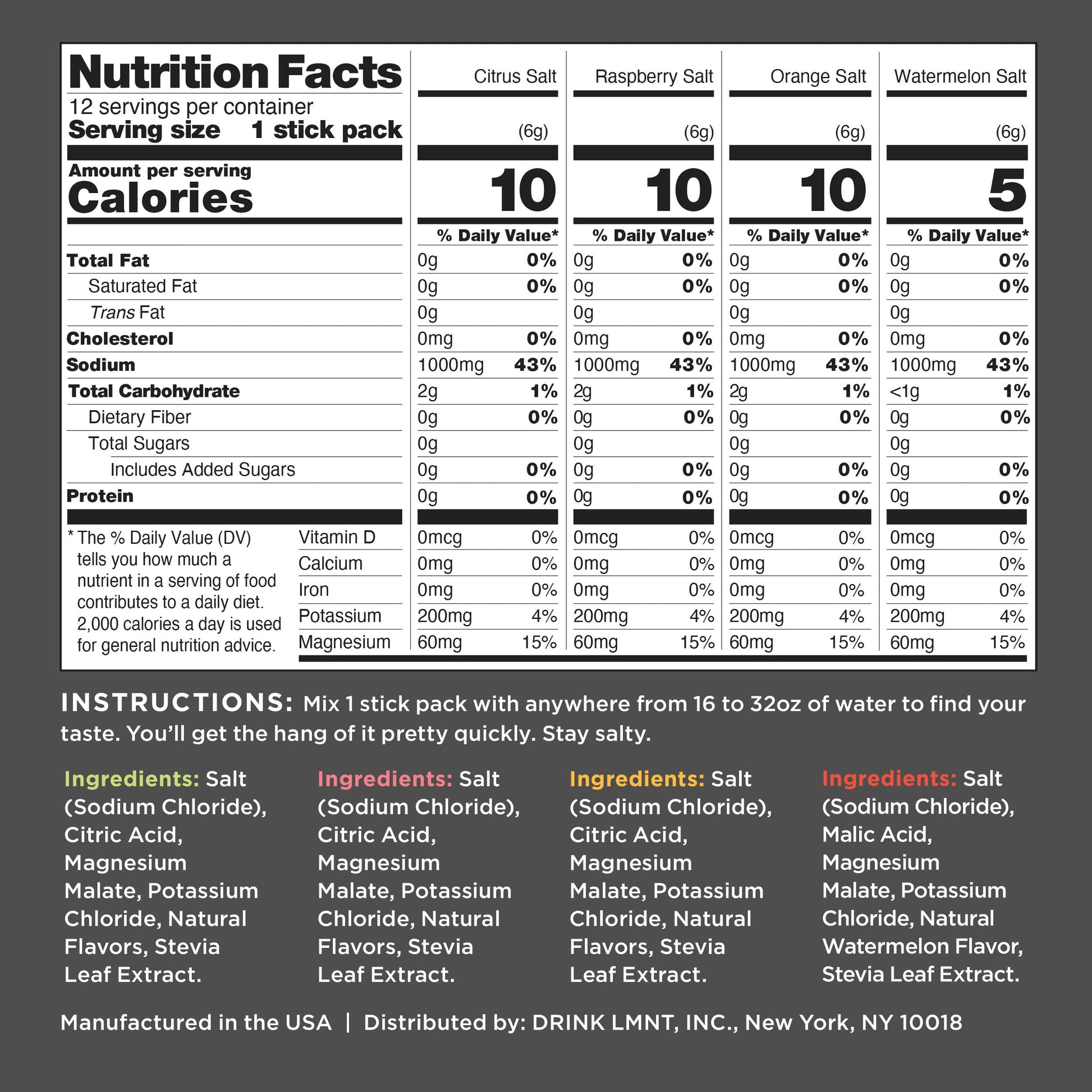 LMNT Zero-Sugar Electrolytes - Variety Pack Bundle - Hydration Powder Packets Drink LMNT uk supplements