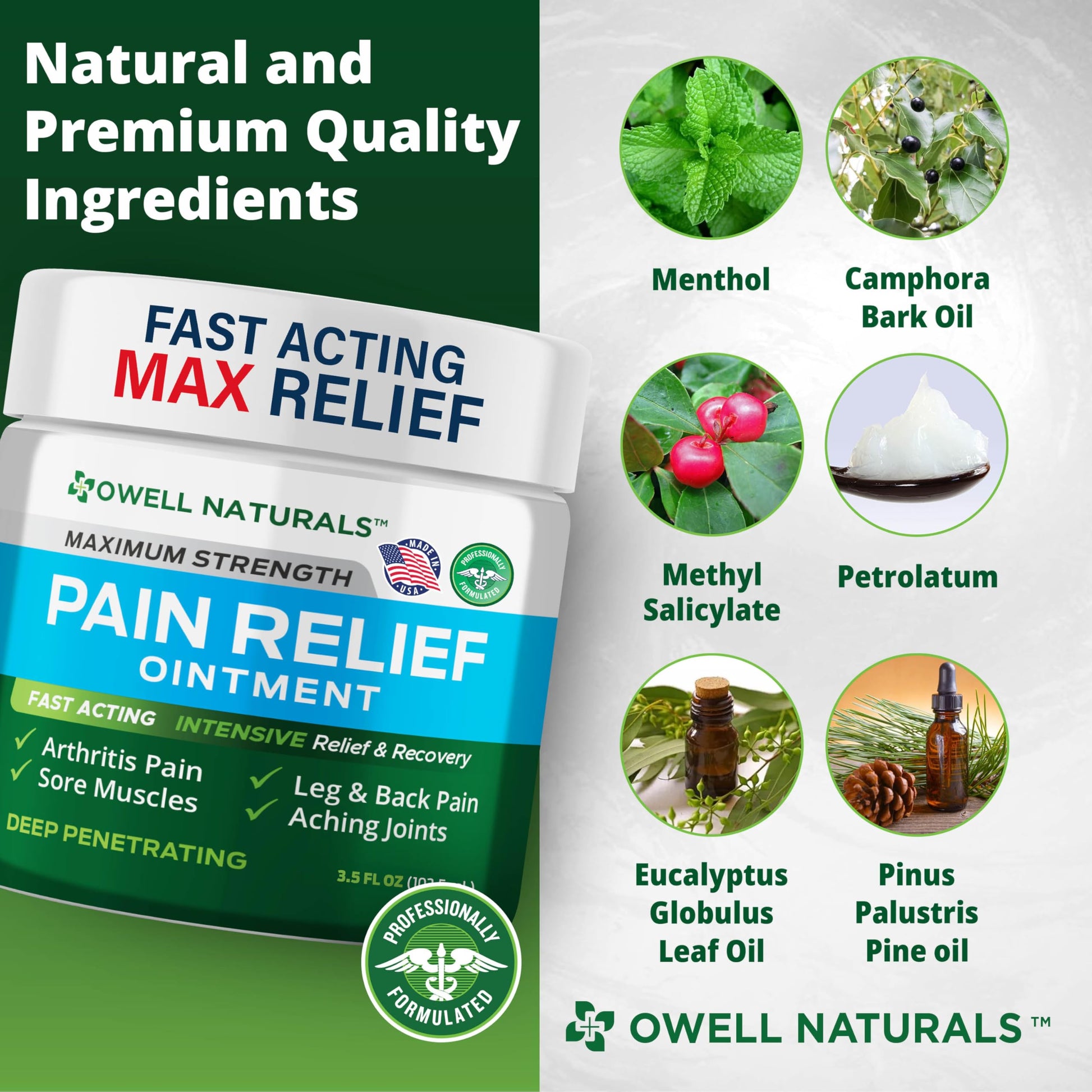 OWELL NATURALS Arthritis Pain Relief Ointment with Arnica & MSM – Deep Penetrating Joint & Muscle Therapy for Knee, Back, Sore Muscles, Legs, 3.5 oz (2 Pack) Owell Naturals uk supplements