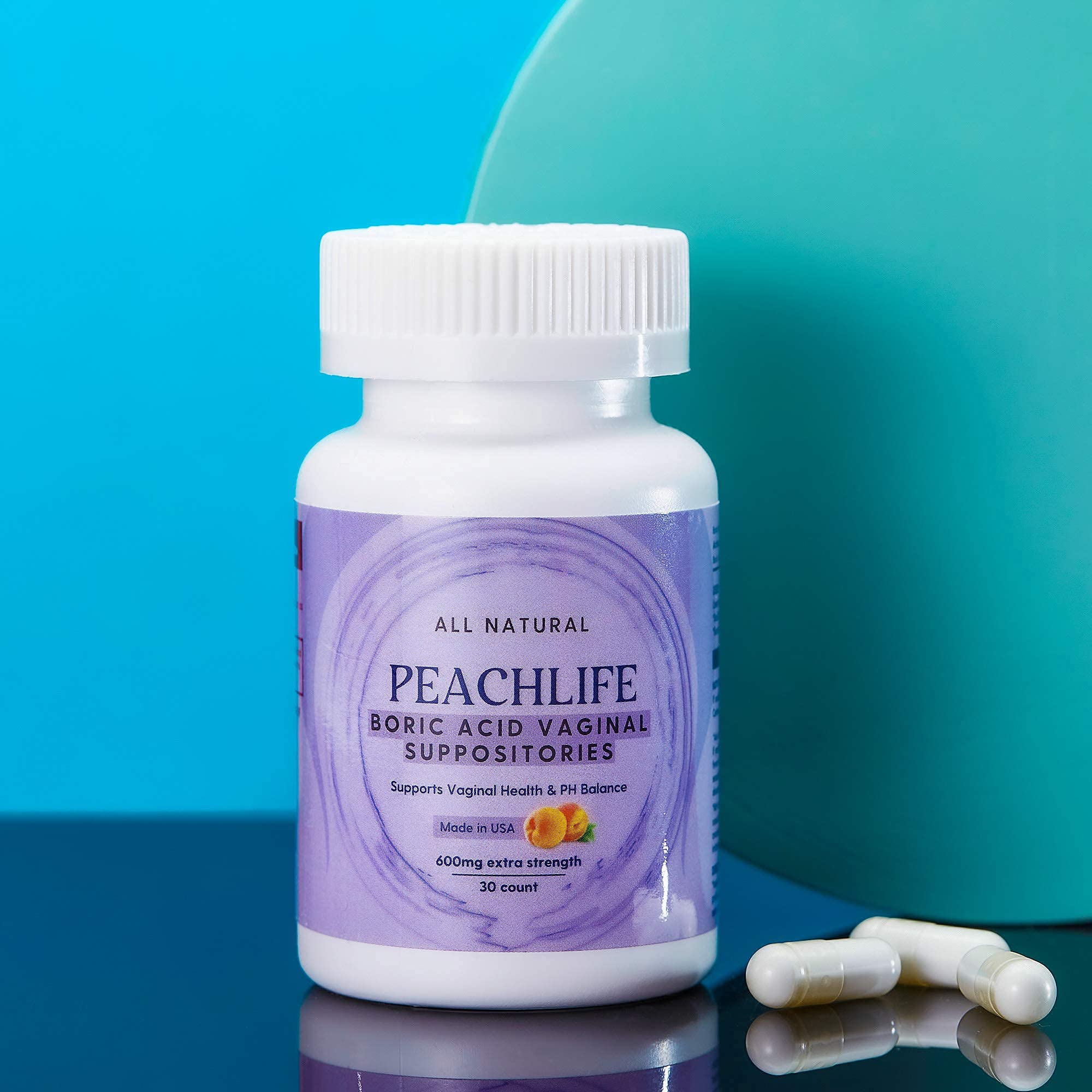 Peachlife Boric Acid Suppositories and Small Soft Menstrual Cup with Ring Pull Peachlife uk supplements