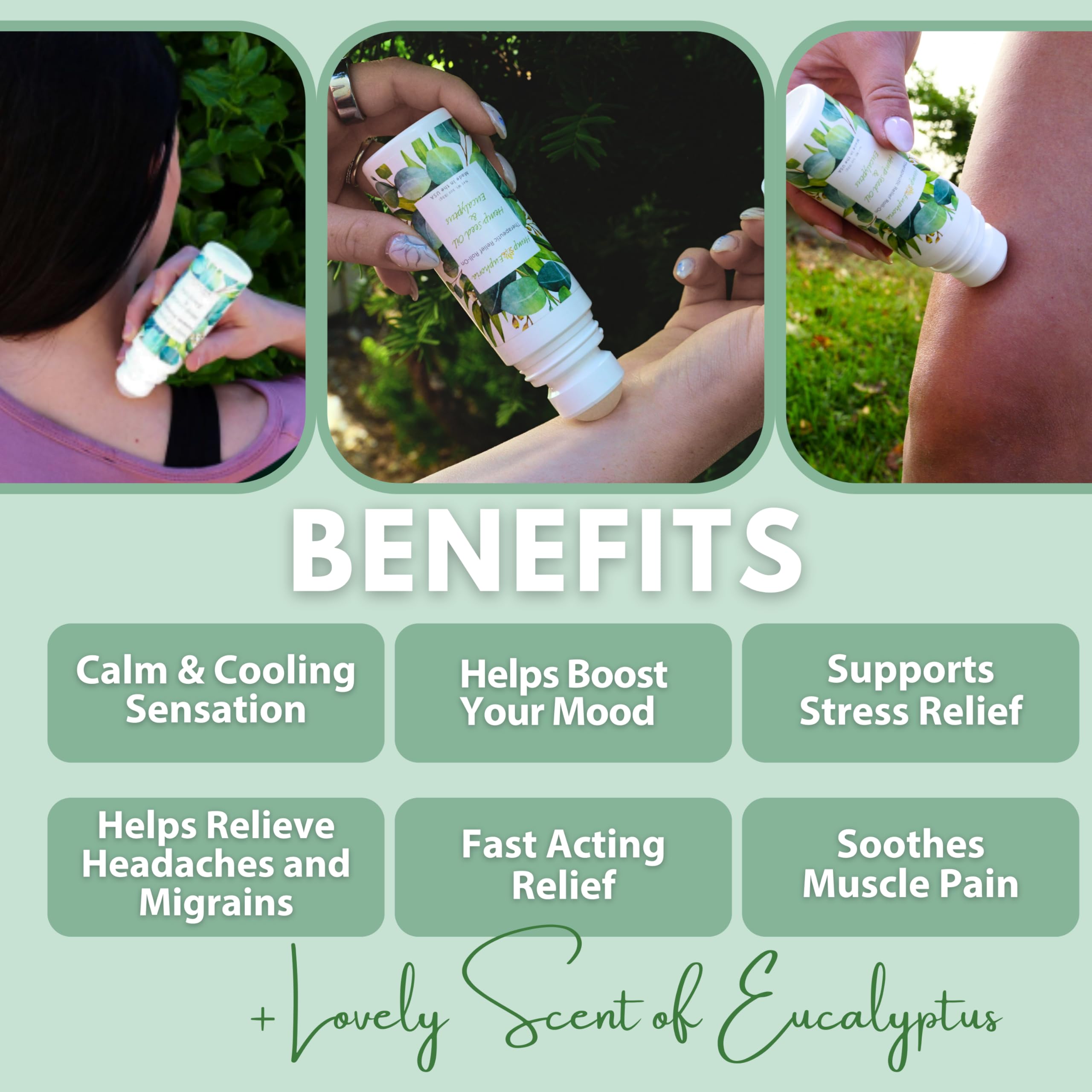 Hemp Seed Oil and Eucalyptus Joint & Muscle Discomfort Relief Roll-On Gel | USDA Certified Organic Hemp Seed Oil, Helps Relieve Sore or Tight Muscles Hemp Euphoria uk supplements