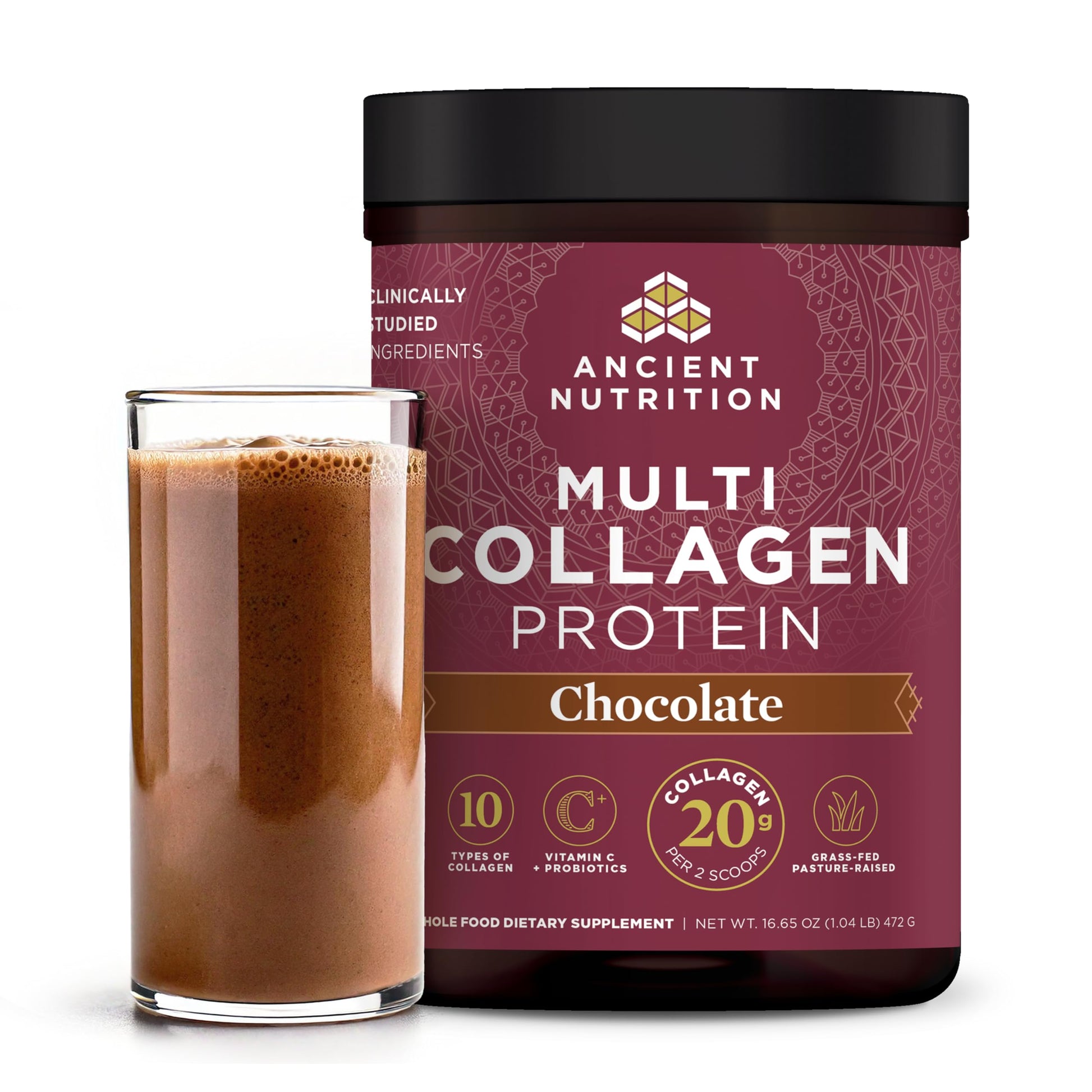 Ancient Nutrition Hydrolyzed Collagen Peptides Powder with Probiotics, Chocolate Multi Collagen Protein for Women and Men with Vitamin C, 40 Servings, Supports Skin and Nails, Gut Health, 16.65oz Ancient Nutrition uk supplements