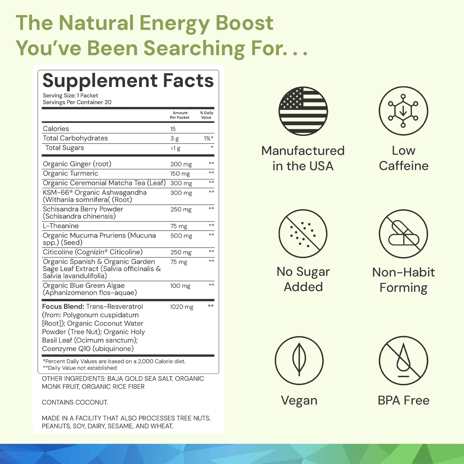 ION* Intelligence of Nature Focused Mind Nootropic Powder Drink Mix - Brain Boost Nootropic Drink with Matcha for Memory, Focus & Relaxation, Brain Supplement for Men & Women, Adults - 20 Packets ION* Intelligence of Nature uk supplements