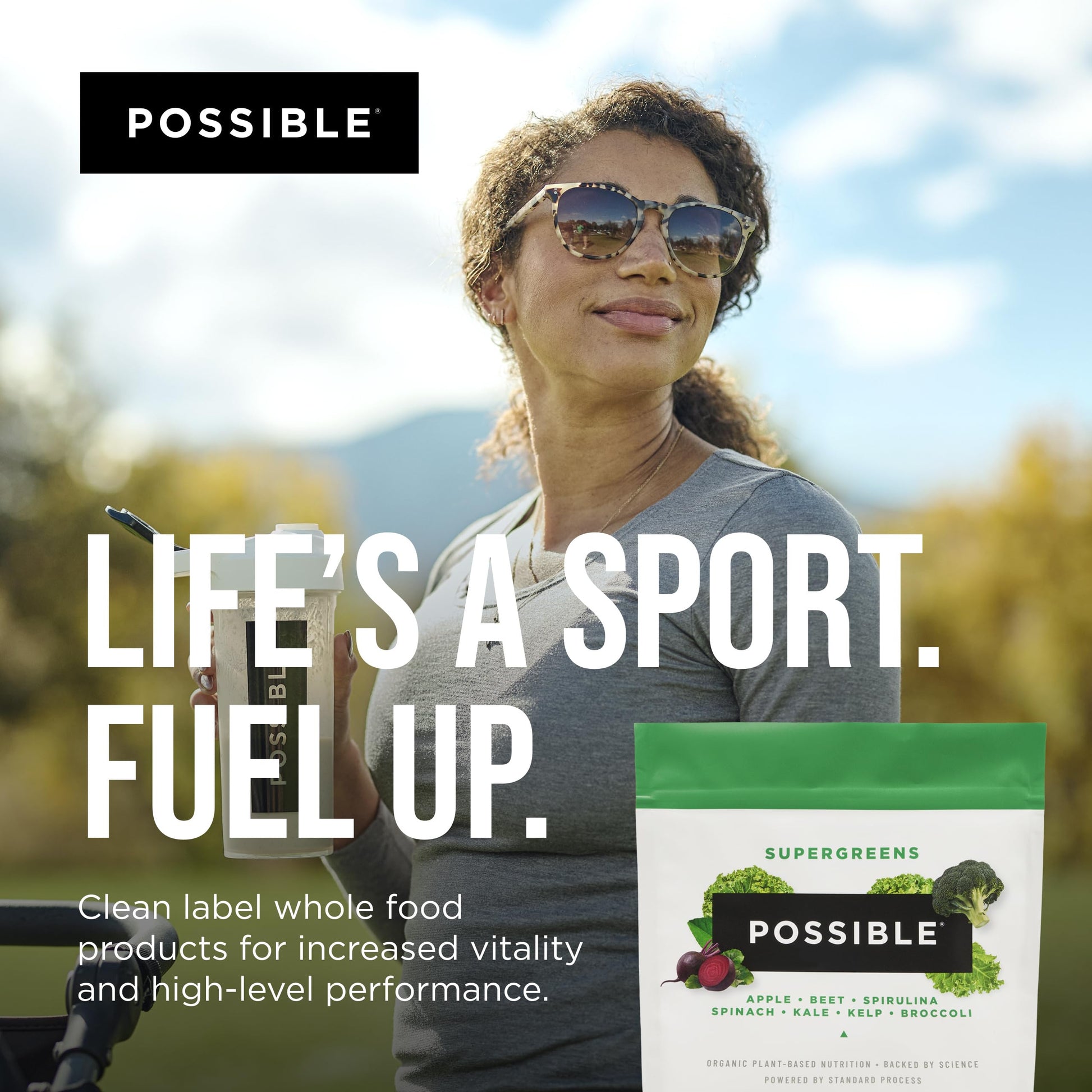Possible SuperGreens - Potent Superfoods Blend - Plant-Based Antioxidant Support - Greens Powder Supplement & Drink Mix - Non-GMO, Vegan & Gluten-Free - SuperGreens (30 Servings) Possible uk supplements