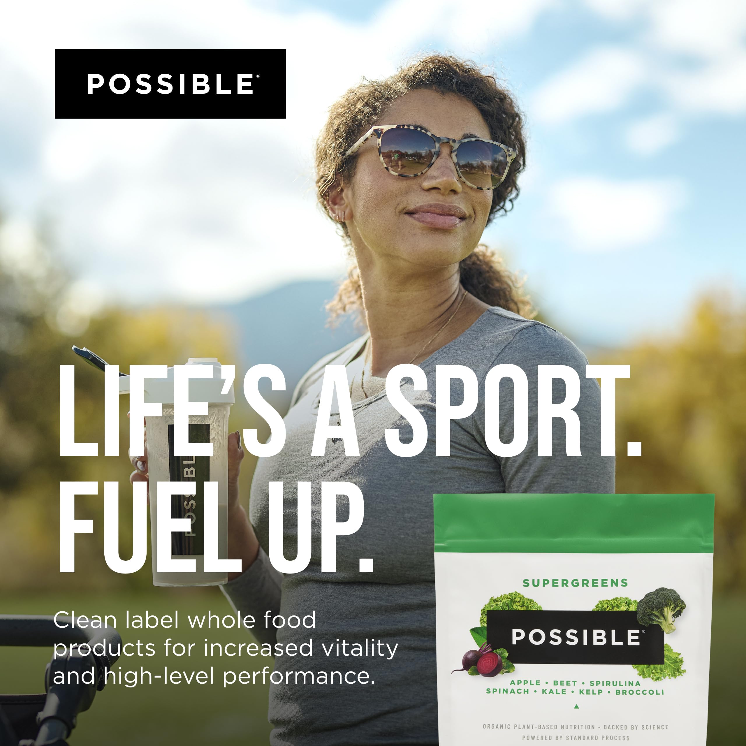 Possible SuperGreens - Potent Superfoods Blend - Plant-Based Antioxidant Support - Greens Powder Supplement & Drink Mix - Non-GMO, Vegan & Gluten-Free - SuperGreens (30 Servings) Possible uk supplements