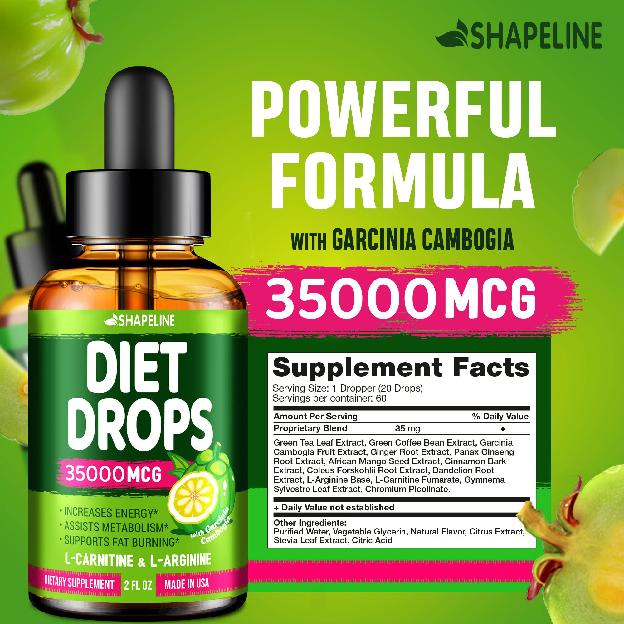SHAPELINE Weight Loss Drops - Diet Drops 1 Fl Oz & 2 Fl Oz - Made in The USA - Appetite SHAPELINE uk supplements