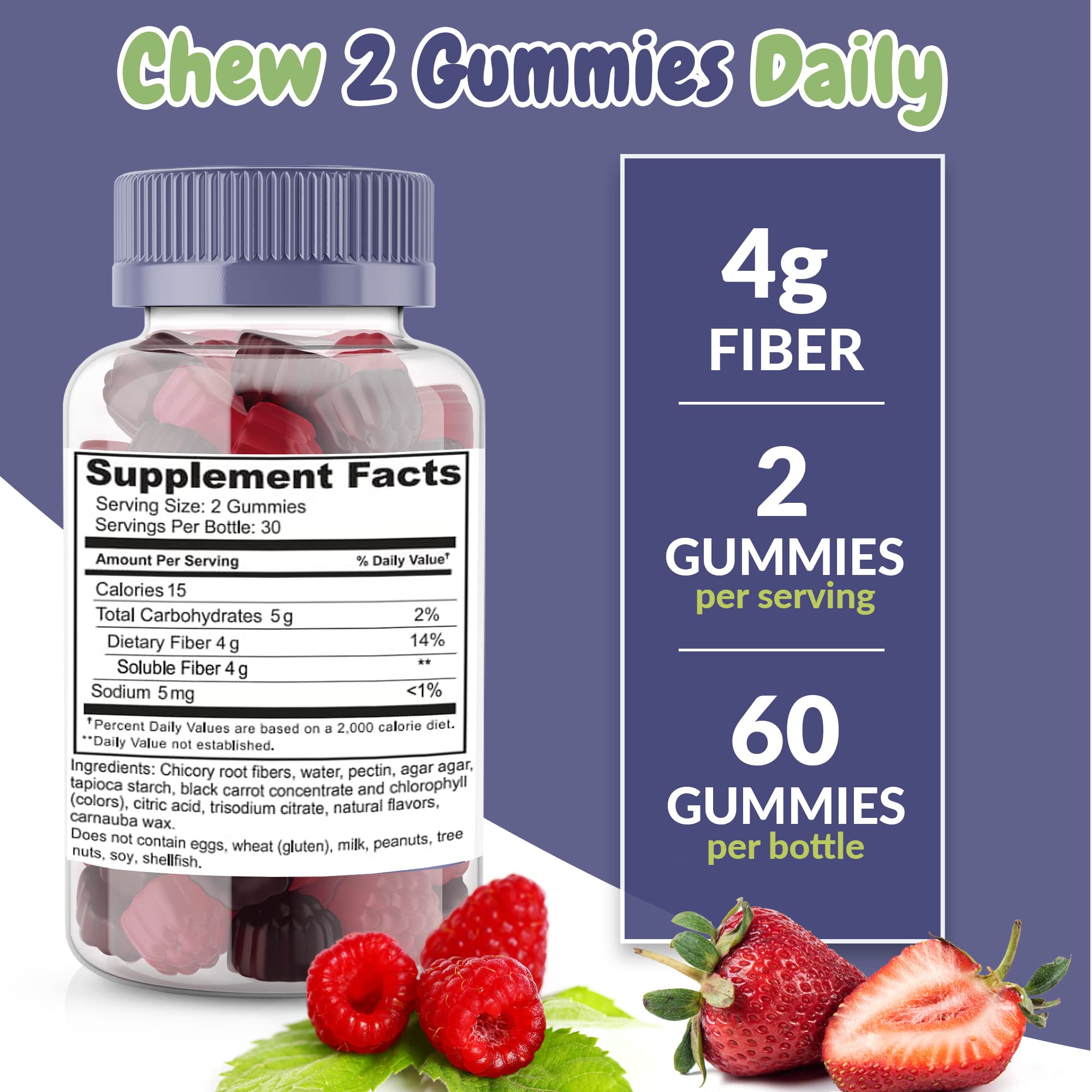 Fiber Prebiotic Gummies Sugar Free, Keto Friendly | Gut Cleansing, Digestive Health Regularity Health Supplied uk supplements