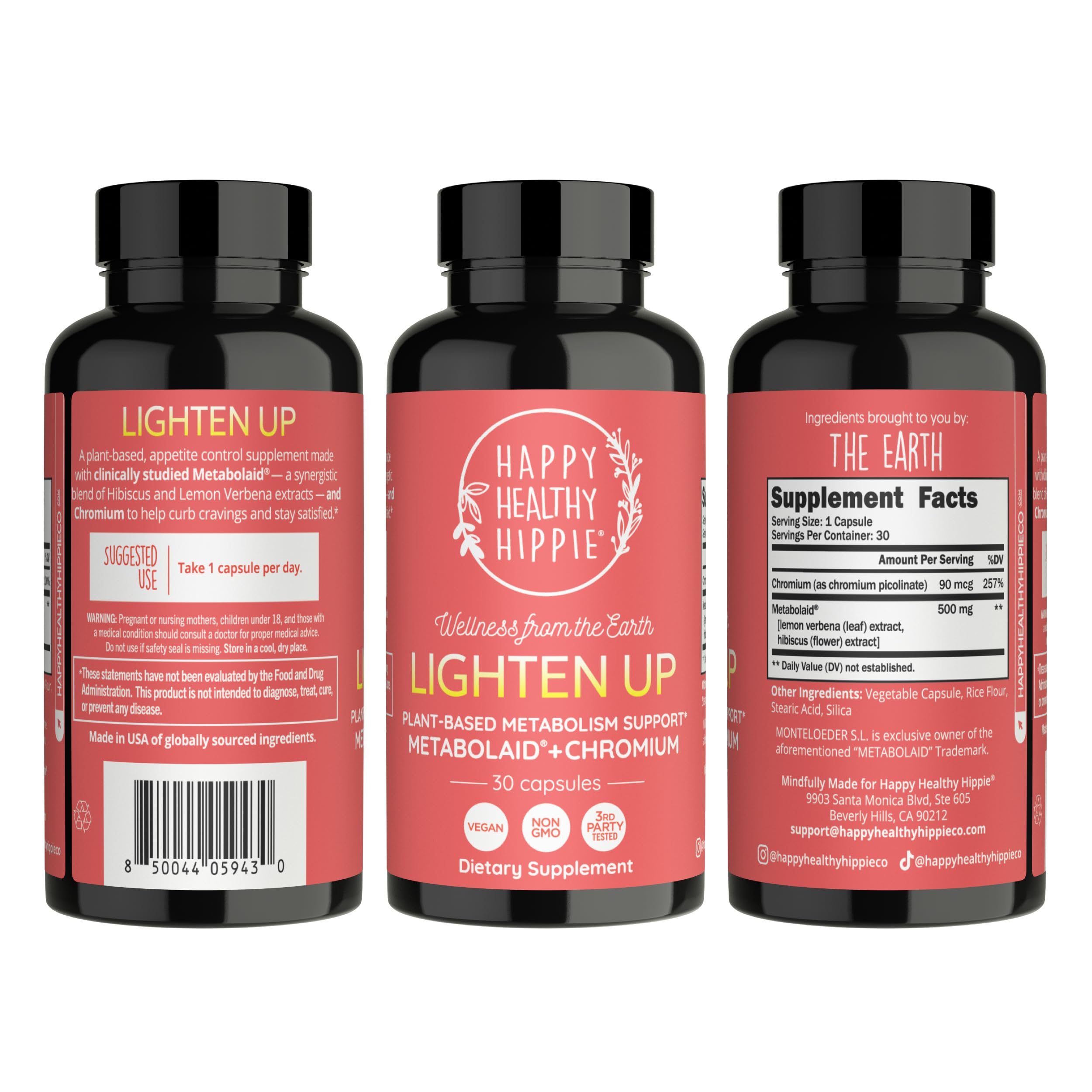 Happy Healthy Hippie GLP-1 Supplement (Metabolaid™ + Chromium) + Appetite Suppressant for Women | Metabolism Booster (AMPK) for Weight | Belly Fat Burner | Hunger & Cravings Control - 30 Vegan Caps Happy Healthy Hippie uk supplements
