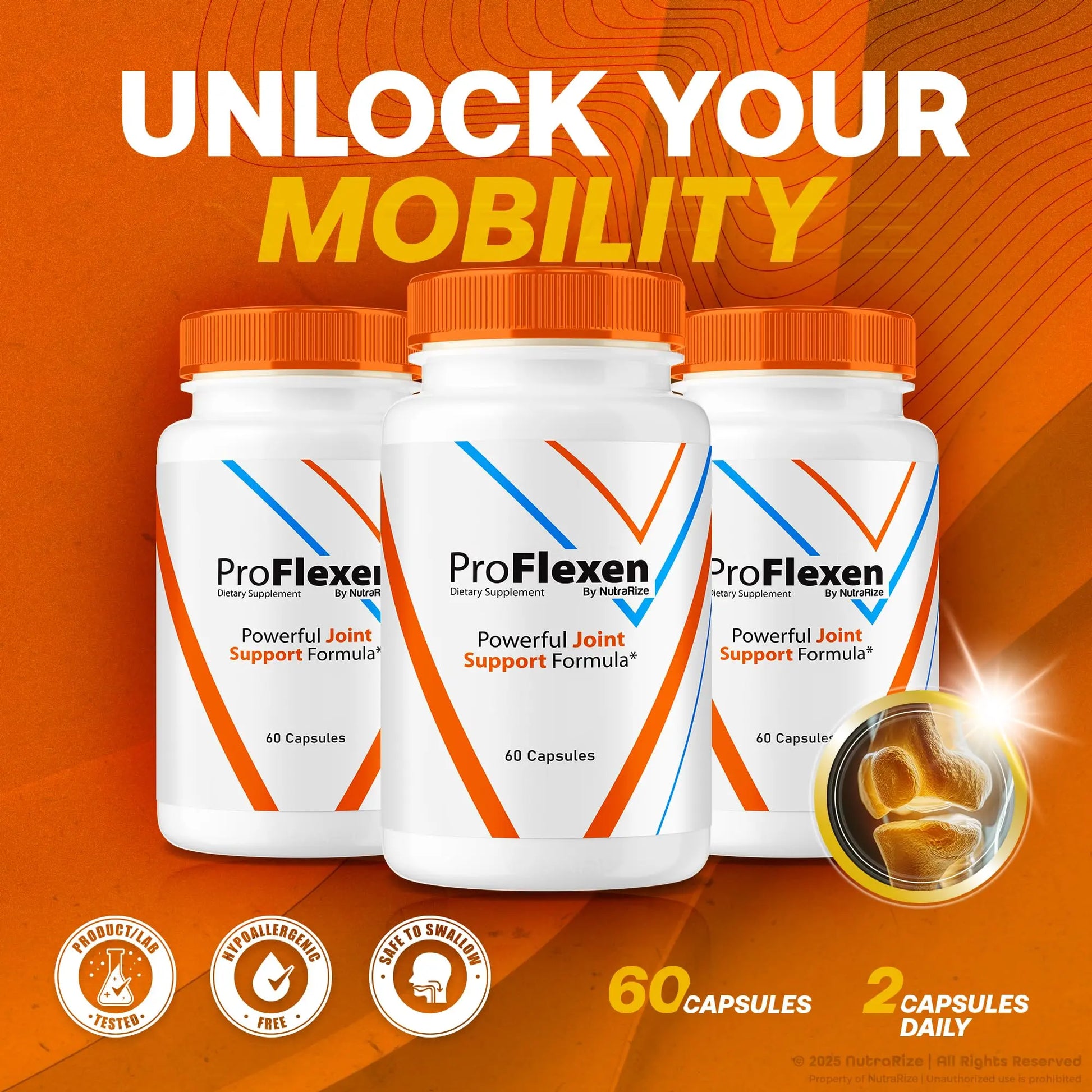 ProFlexen Capsules, ProFlexen Advanced Joint Support Formula, ProFlexen Collagen Support Pills, All Natural Supplement for Healthy and Flexible Joints, Official Pro Flexen Joint Reviews (60 Capsules) NutraRize uk supplements
