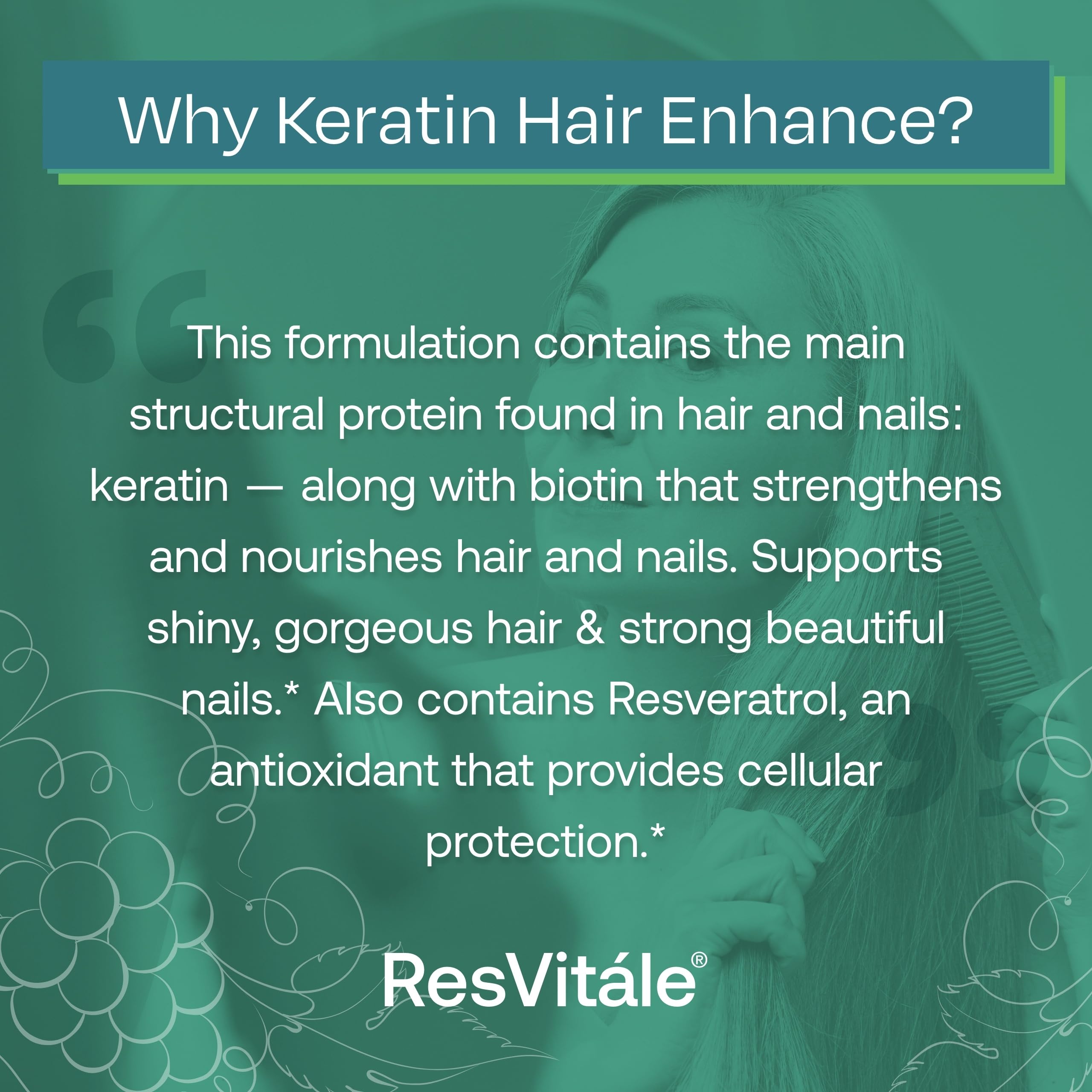 ResVitále Keratin Hair Enhance - Keratin Supplement for Hair Growth - 60 Capsules ResVitale uk supplements