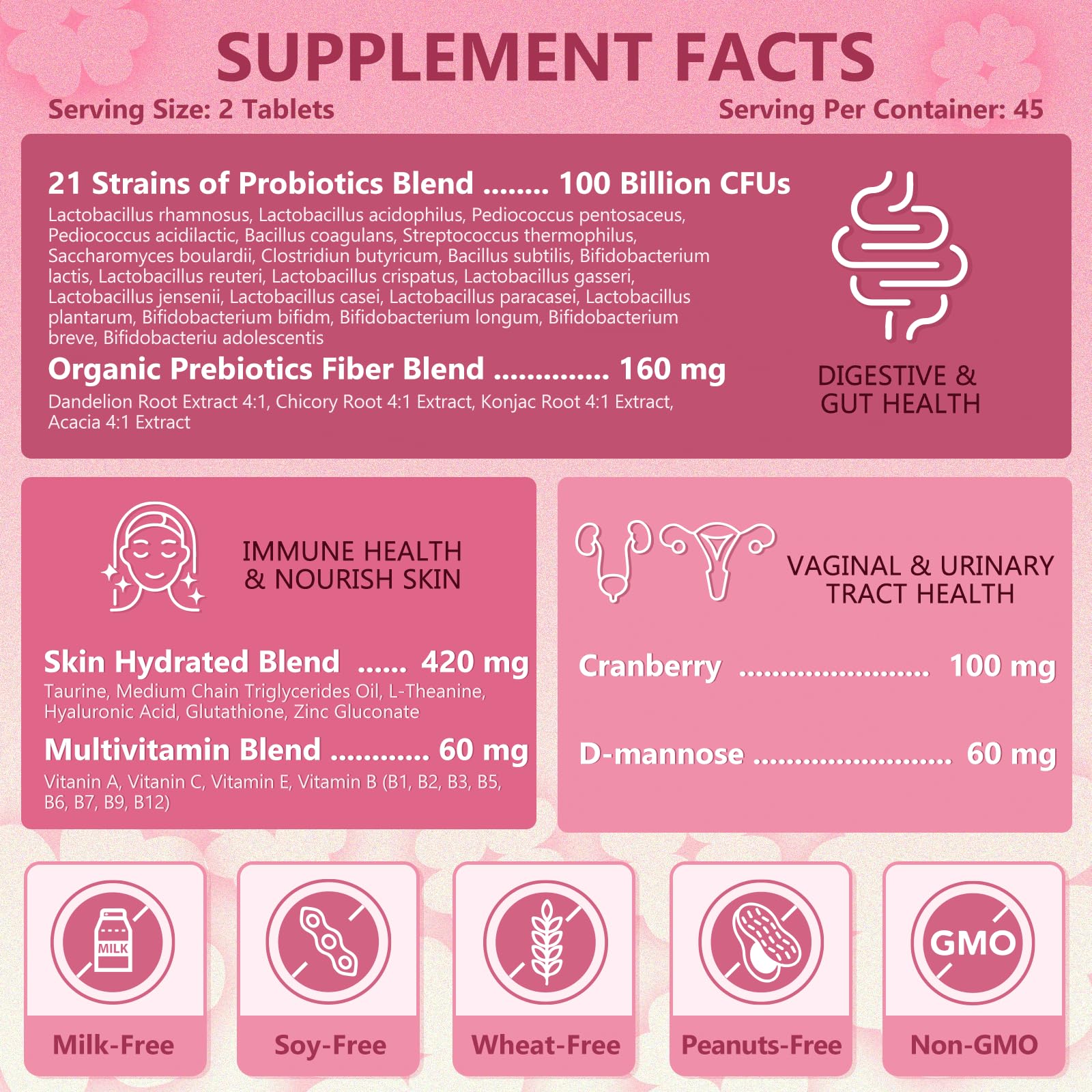 Probiotics for Women Digestive Health, Vaginal Probiotics with D-Mannose & Cranberry NATURE TARGET uk supplements