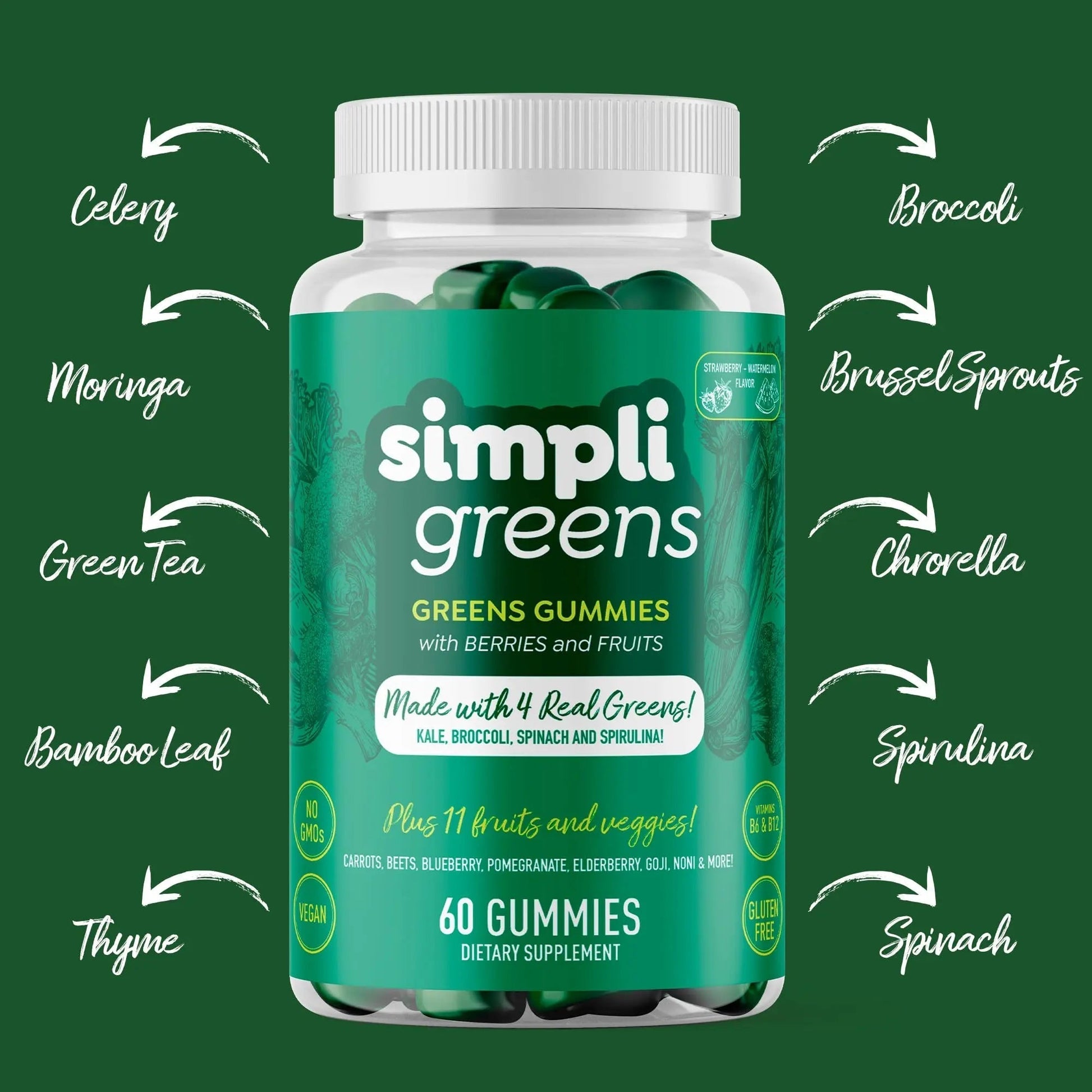 SIMPLI GREENS Vegan Superfood Gummies Supplement – 60 Count – Nutrient-Rich Gummy Vitamins – Supports Overall Wellness SIMPLI GREENS uk supplements