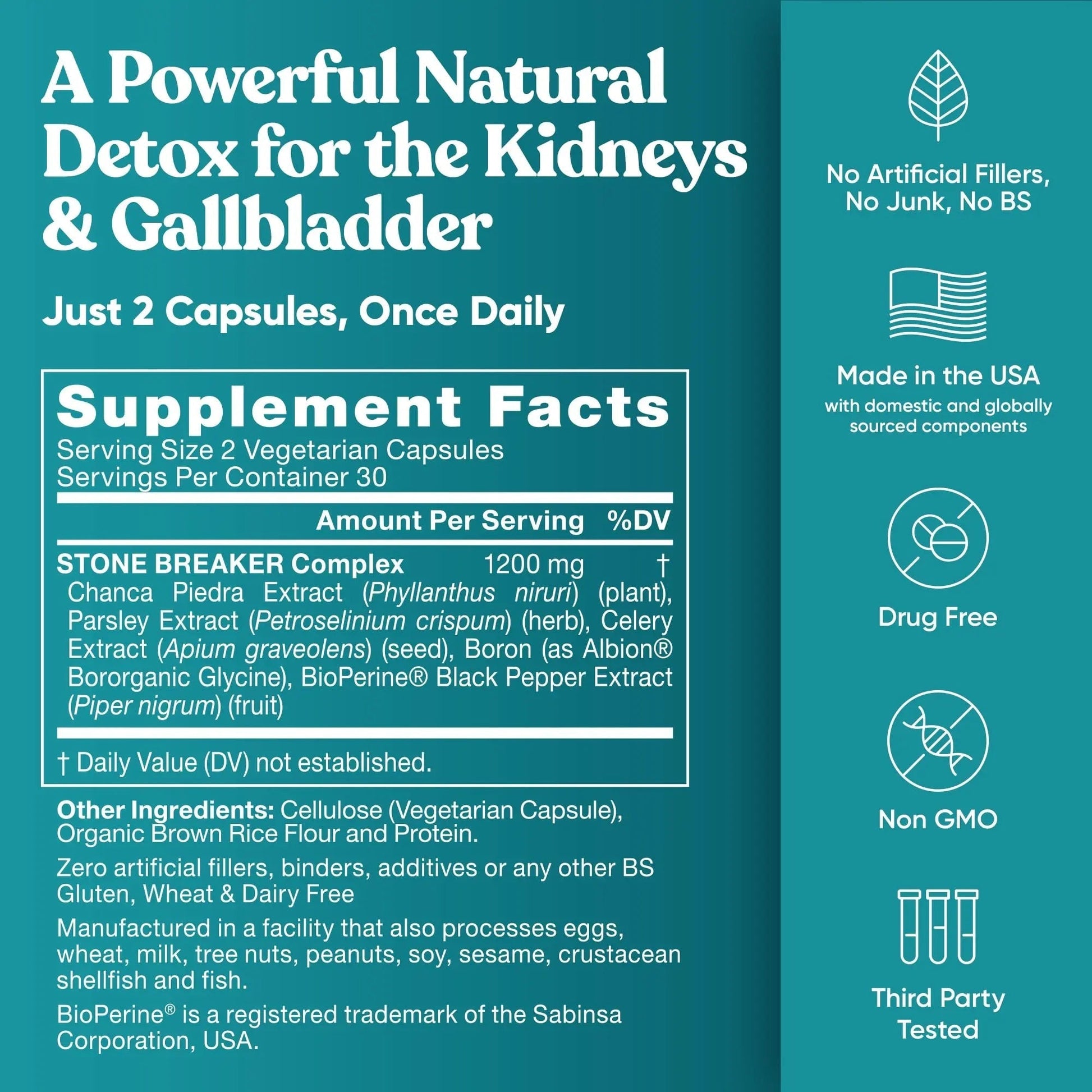 Chanca Piedra Stone Breaker - The Original Stone Breaking Formula with Celery Seed & Parsley - Supports Kidney, Gallbladder & Urinary Tract Cleansing to Help Flush Impurities - 60 Vegetarian Capsules Eu Natural uk supplements
