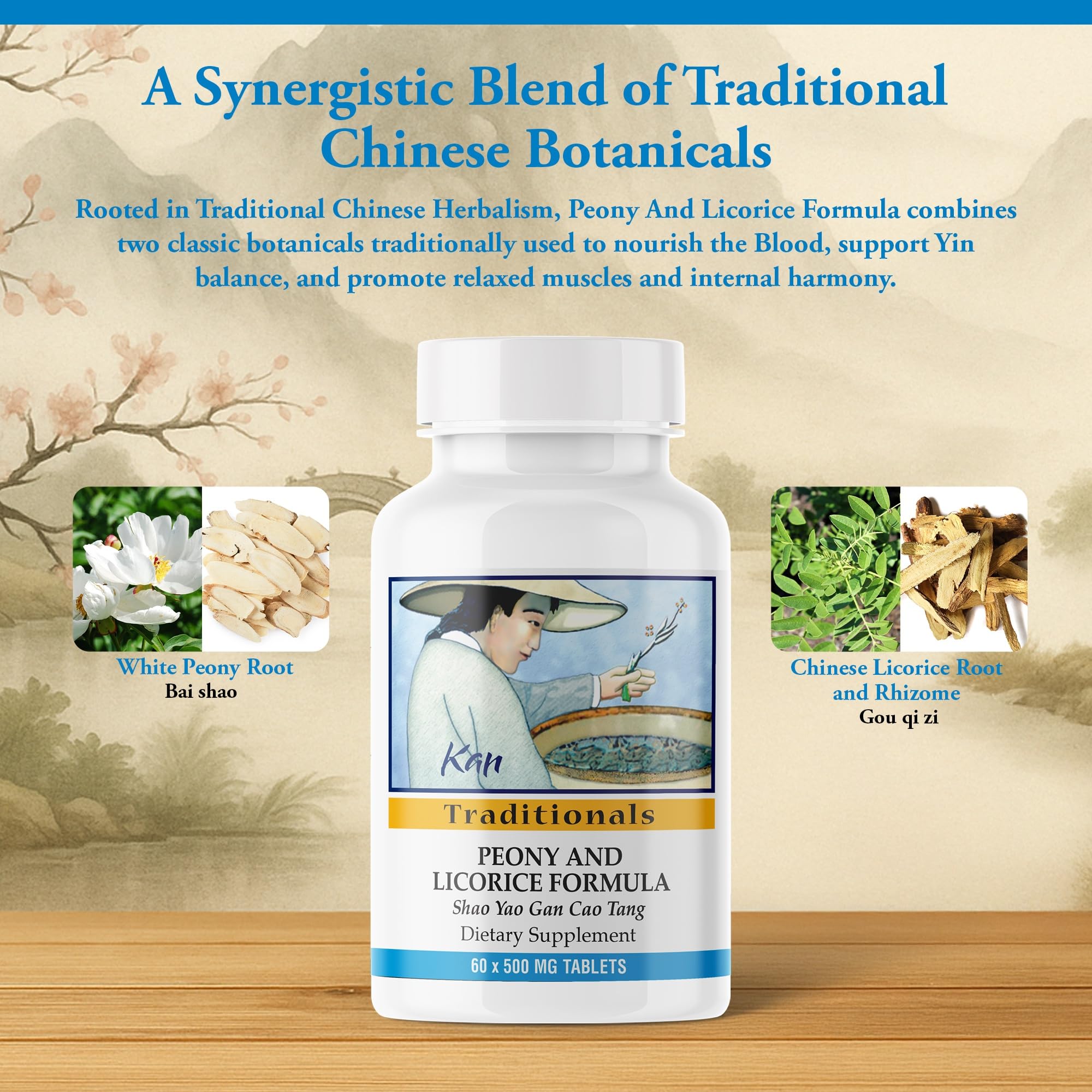 Kan Herbs Company Peony & Licorice Formula Tablets – Traditional Chinese Herbal Blend with White Peony Root & Chinese Licorice to Support Liver Balance, Muscle Comfort & Digestive Harmony, 60 Tablets Kan Herb uk supplements