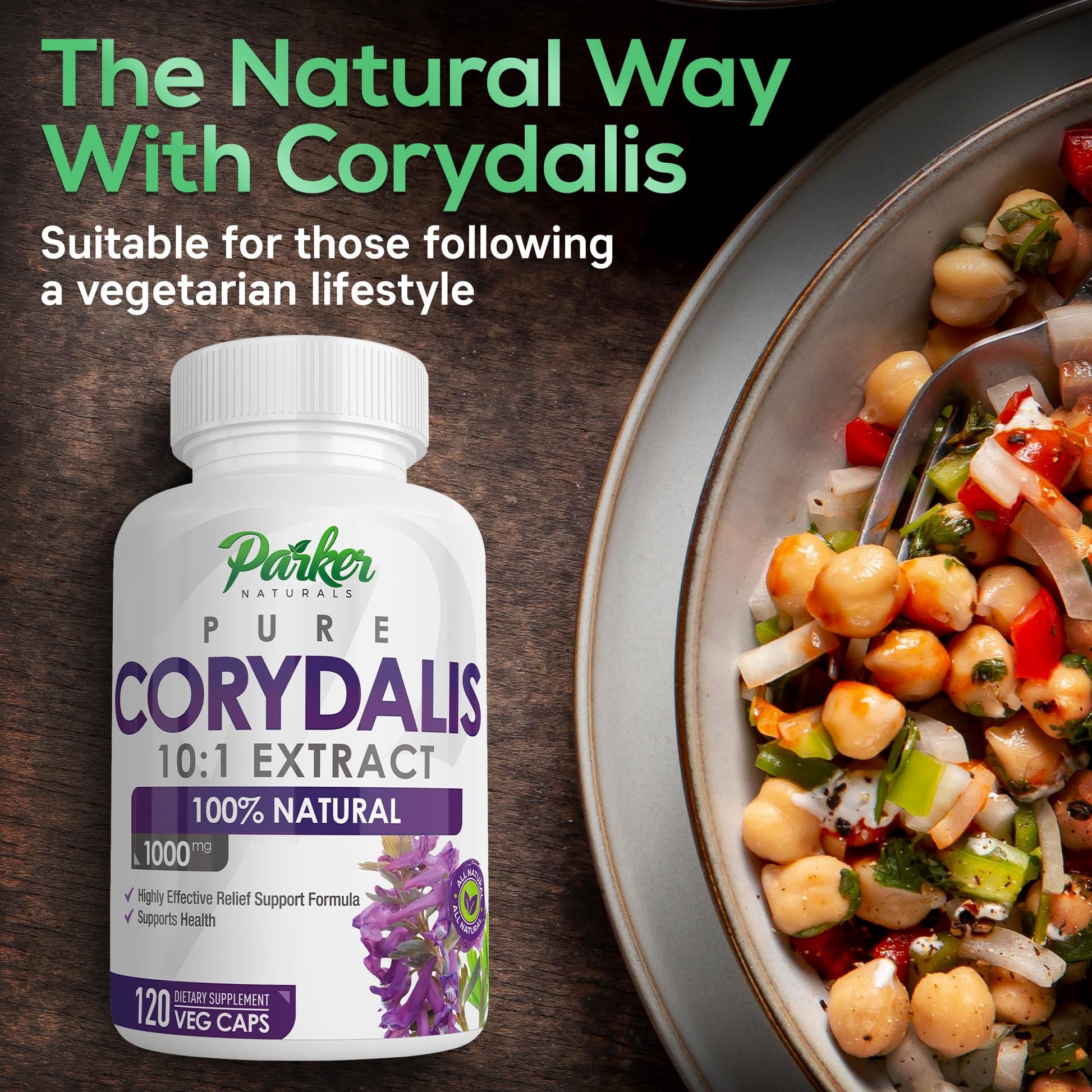 Pure Corydalis Root Extract Capsule - 1000mg Strength, 10:1 Corydalis Yanhusuo Extract, Natural Relief, Long Lasting, 100% Vegetarian, 60 Servings, 120 Count Parker Naturals uk supplements