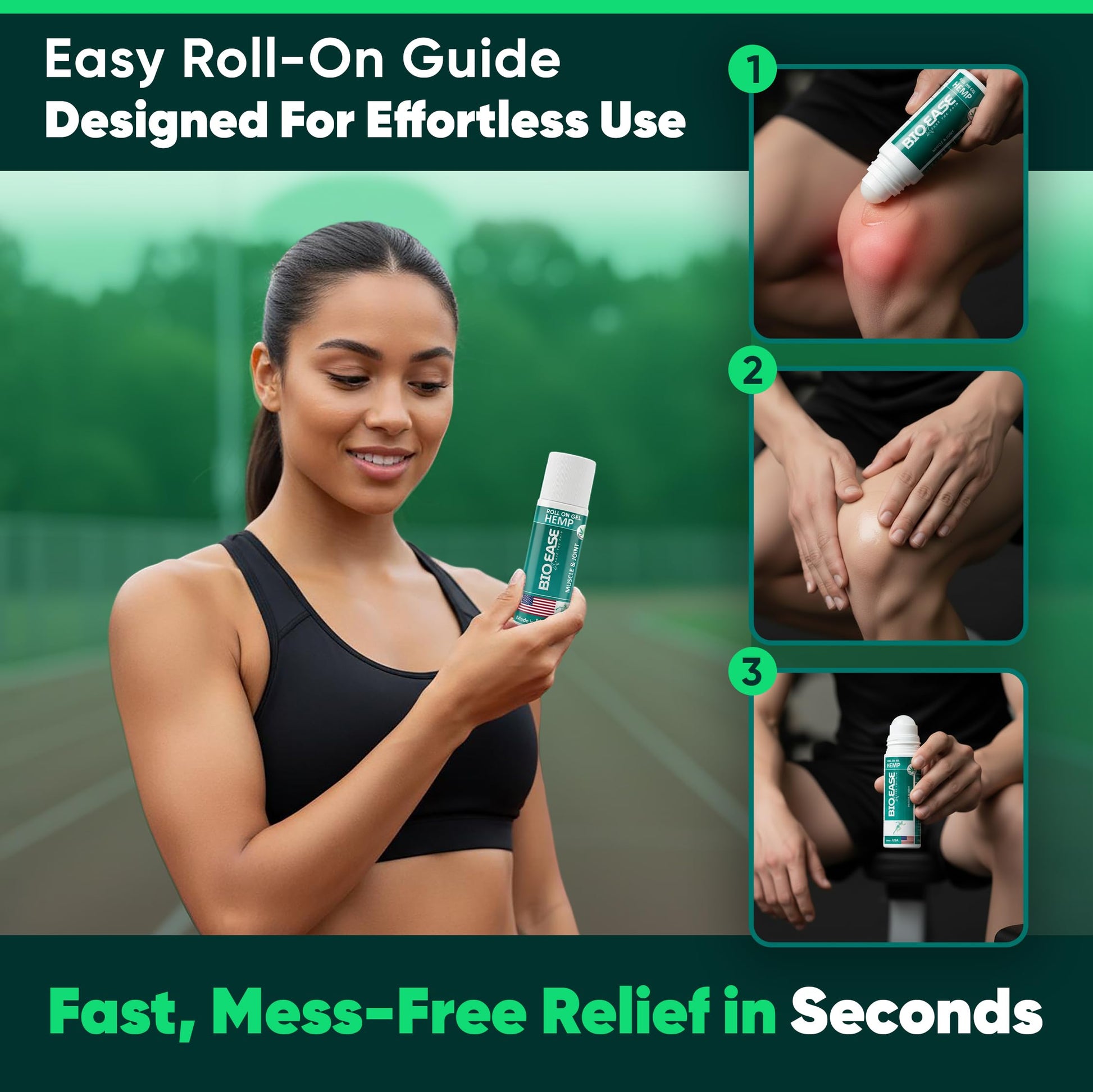 BioXPressEase Fast-Acting Hemp Pain Relief Roll On - Highly Effective, Cool & Topical Pain Relief Extra Strength for Muscle, Joint, & Back – Easy Roll On Maximum Strength - Made in USA BIOXPRESSEASE uk supplements