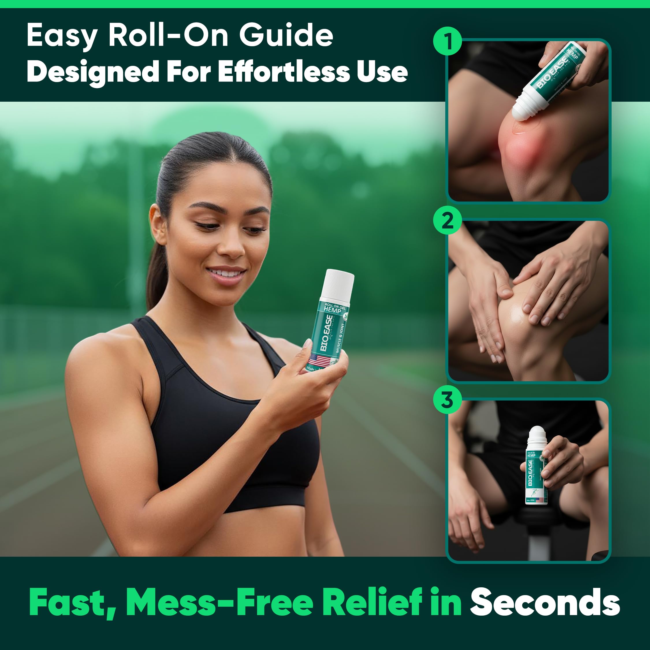 BioXPressEase Fast-Acting Hemp Pain Relief Roll On - Highly Effective, Cool & Topical Pain Relief Extra Strength for Muscle, Joint, & Back – Easy Roll On Maximum Strength - Made in USA BIOXPRESSEASE uk supplements