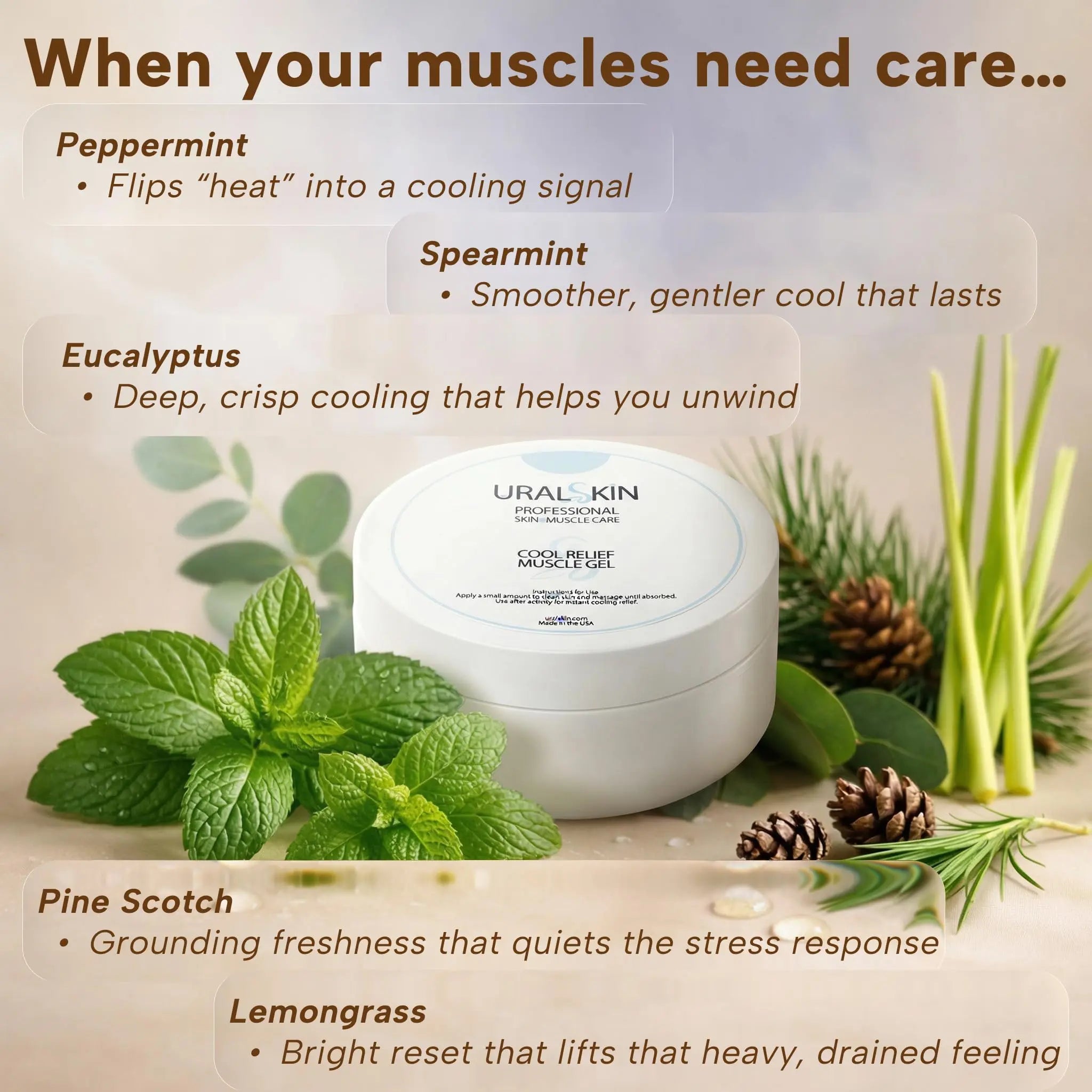 URALSKIN Cooling Muscle Gel – Fast-Drying, Non-Greasy Gel for Body, 4 oz (113 g) UralSkin uk supplements