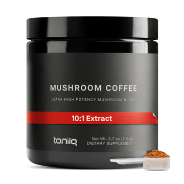 Mushroom Coffee - Ultra High Potency 10:1 Concentrated Extract - Colombian Sourced Beans with 10 Mushroom Blend, Lion's Mane & Cordyceps - Rich & Functional Coffee Alternative - Third-Party Lab Tested Toniiq uk supplements