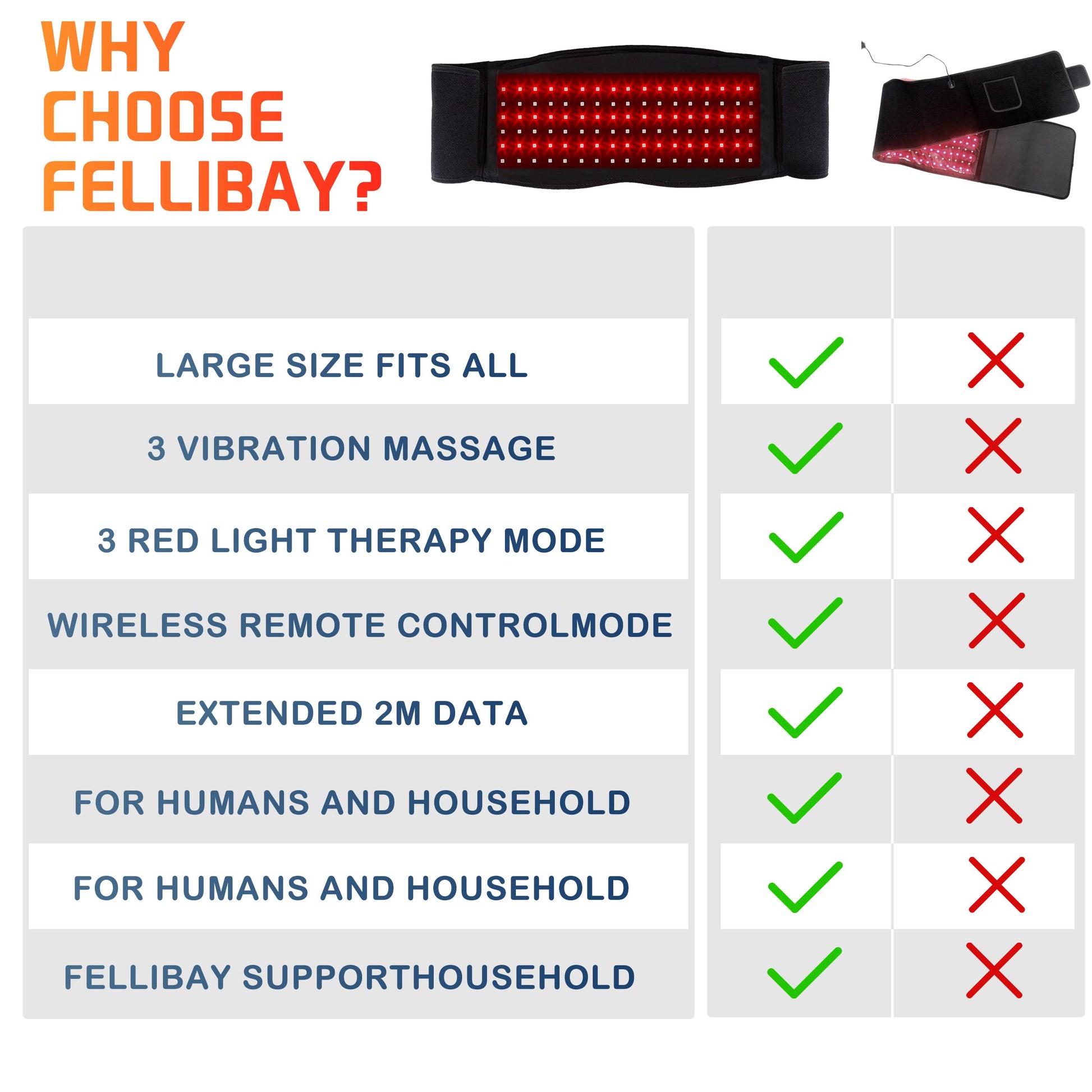 Infrared Red Light Therapy Belt:LED Lamp Vibration Near Body Pain Relief Device Wrap Red Fellibay uk supplements