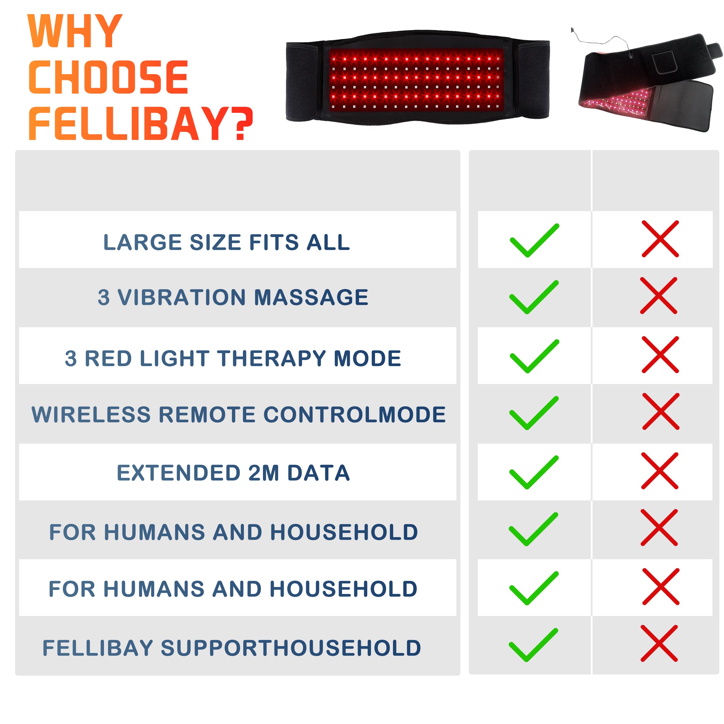 Infrared Red Light Therapy Belt:LED Lamp Vibration Near Body Pain Relief Device Wrap Red Fellibay uk supplements