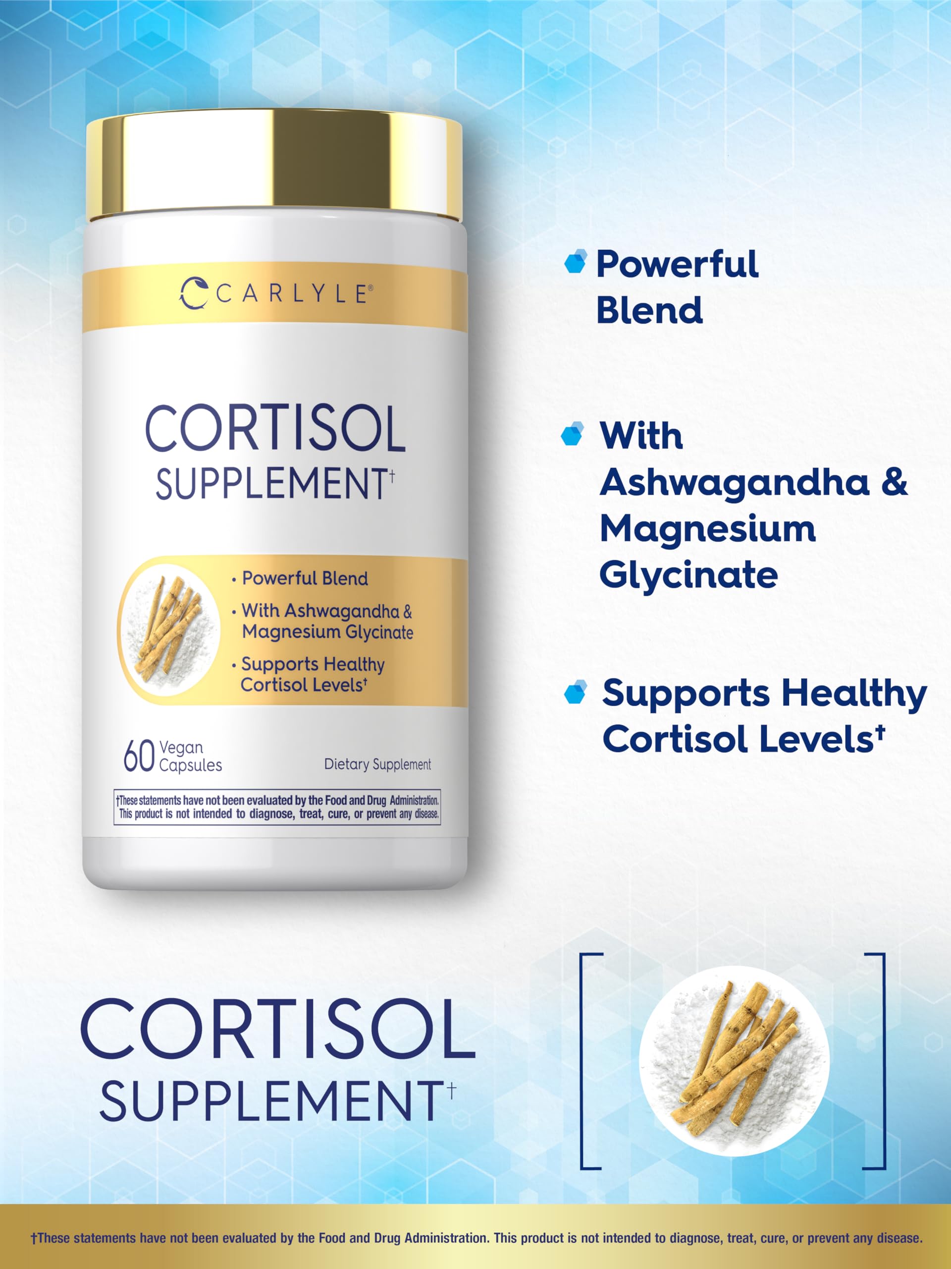 Carlyle Cortisol Supplement | 60 Vegan Capsules | Ashwagandha & Magnesium Complex | Non-GMO, Gluten Free Carlyle uk supplements