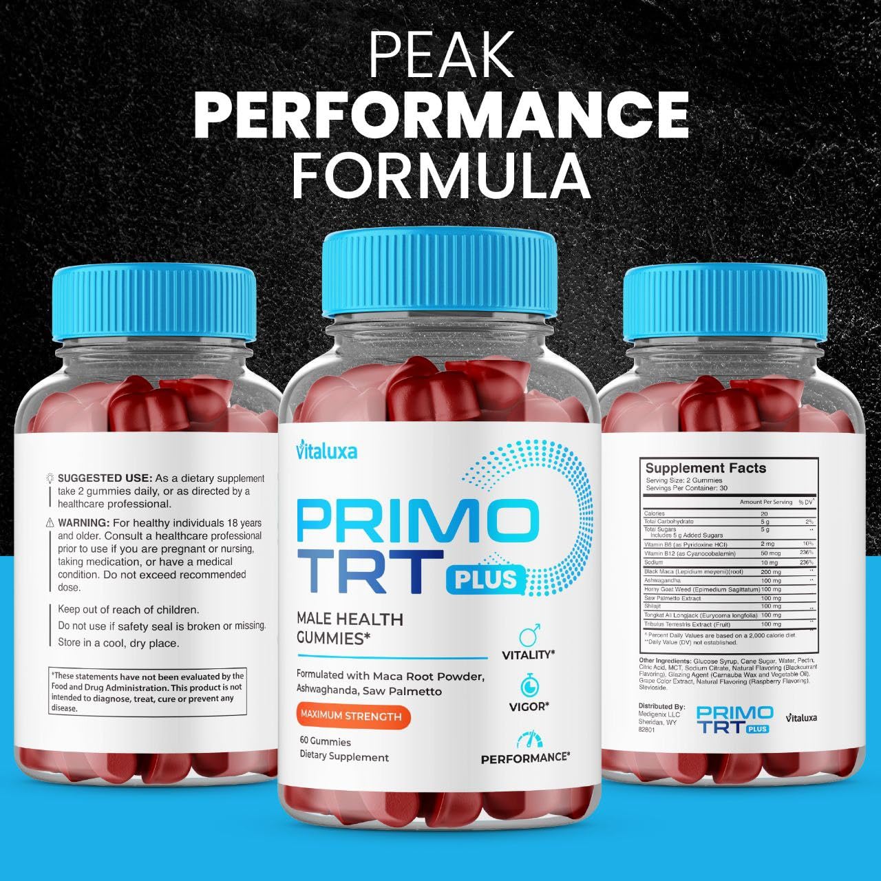 (2 Pack) Primo TRT Gummies, Primo TRT Advanced Performance Blend Supplement, PrimoTRT Try Prime Gomitas Maximum Strength for Males Support for Overall Health Wellness All Natural Ingredients (120 Ct) Vitaluxa uk supplements
