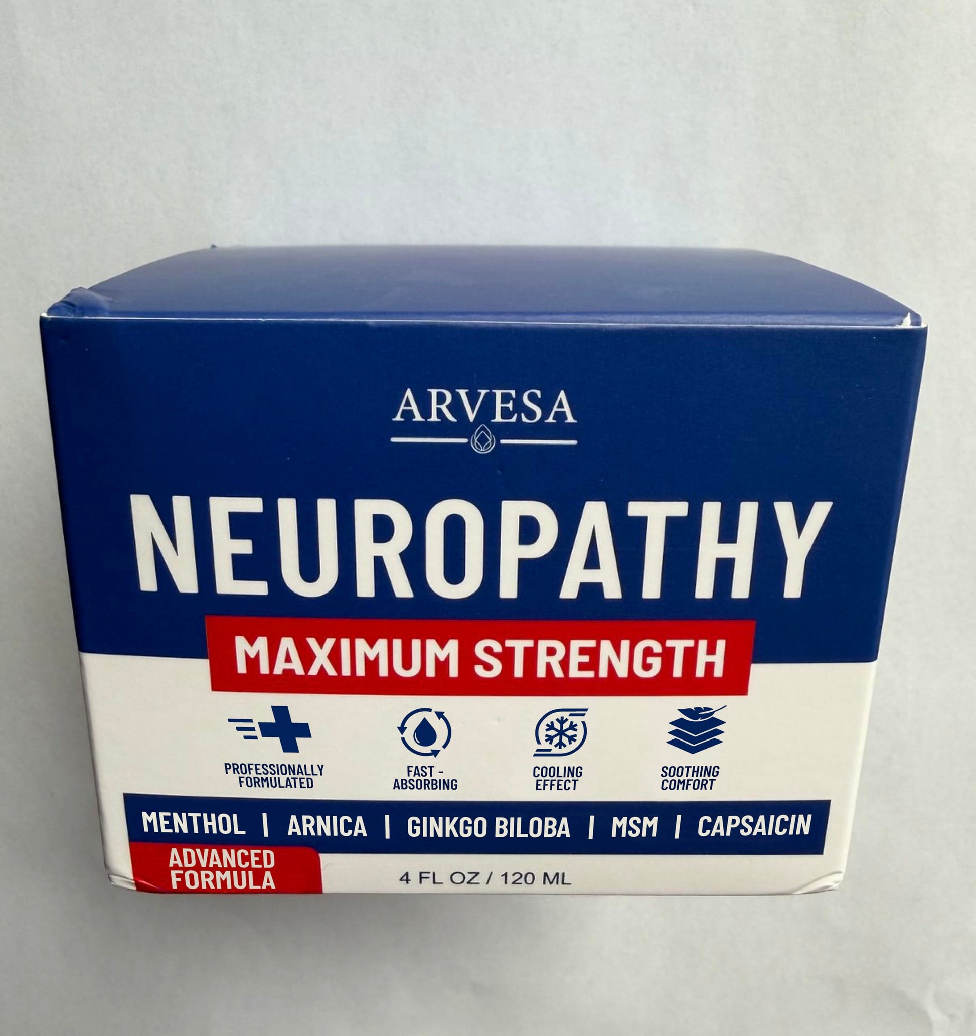 Neuropathy Cream - Maximum Strength - Arnica, MSM, Hemp Seed Oil, Ginkgo Biloba, Capsaicin - Non-Greasy with Cooling Effect - Value Pack - Natural Ingredients - Formulated in USA Arvesa uk supplements