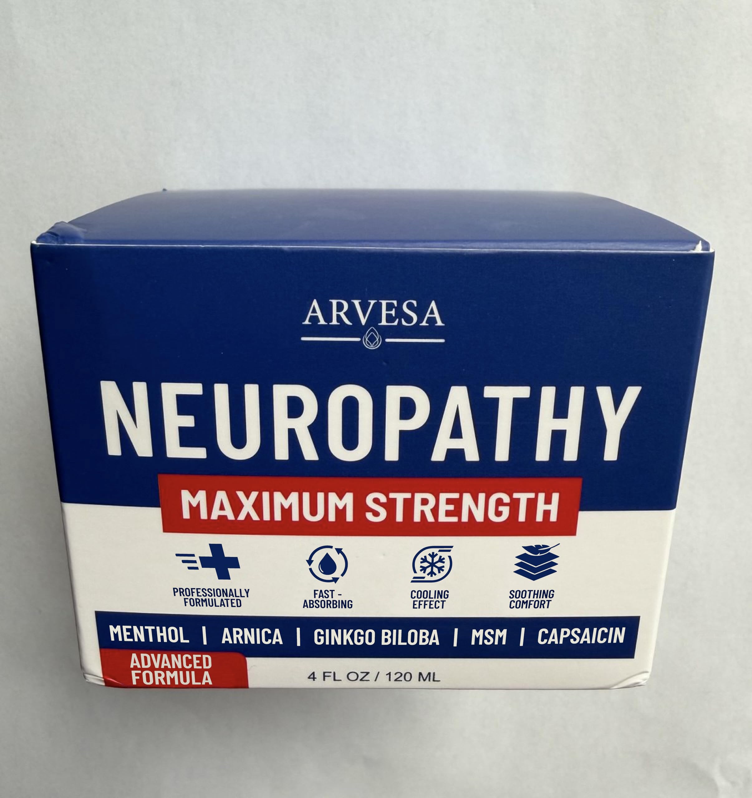 Neuropathy Cream - Maximum Strength - Arnica, MSM, Hemp Seed Oil, Ginkgo Biloba, Capsaicin - Non-Greasy with Cooling Effect - Value Pack - Natural Ingredients - Formulated in USA Arvesa uk supplements