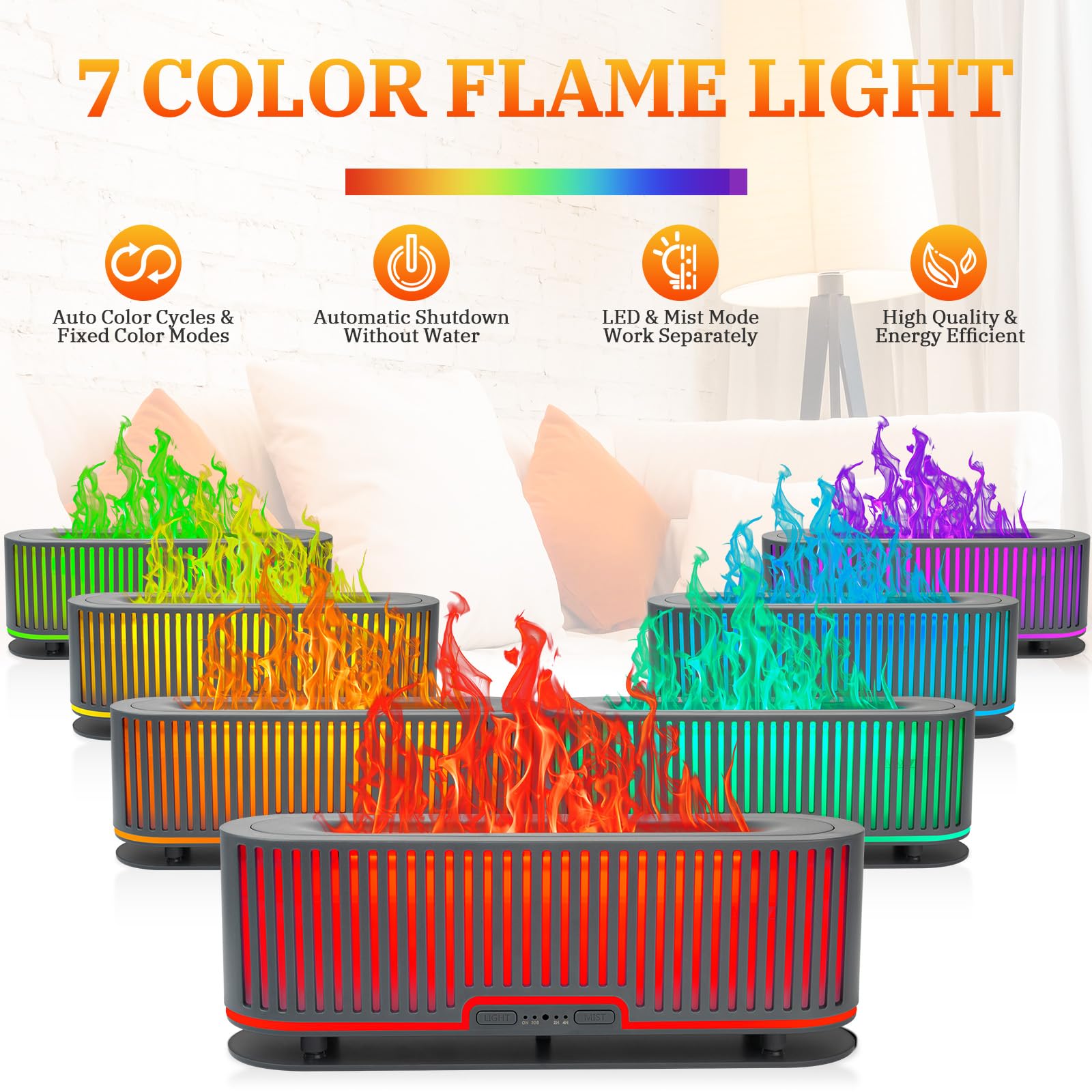 Comfynest Colorful Flame Fire Fireplace Diffuser with 6 Essential Oils Set, Ultrasonic 200ml Essential Oil Comfynest uk supplements