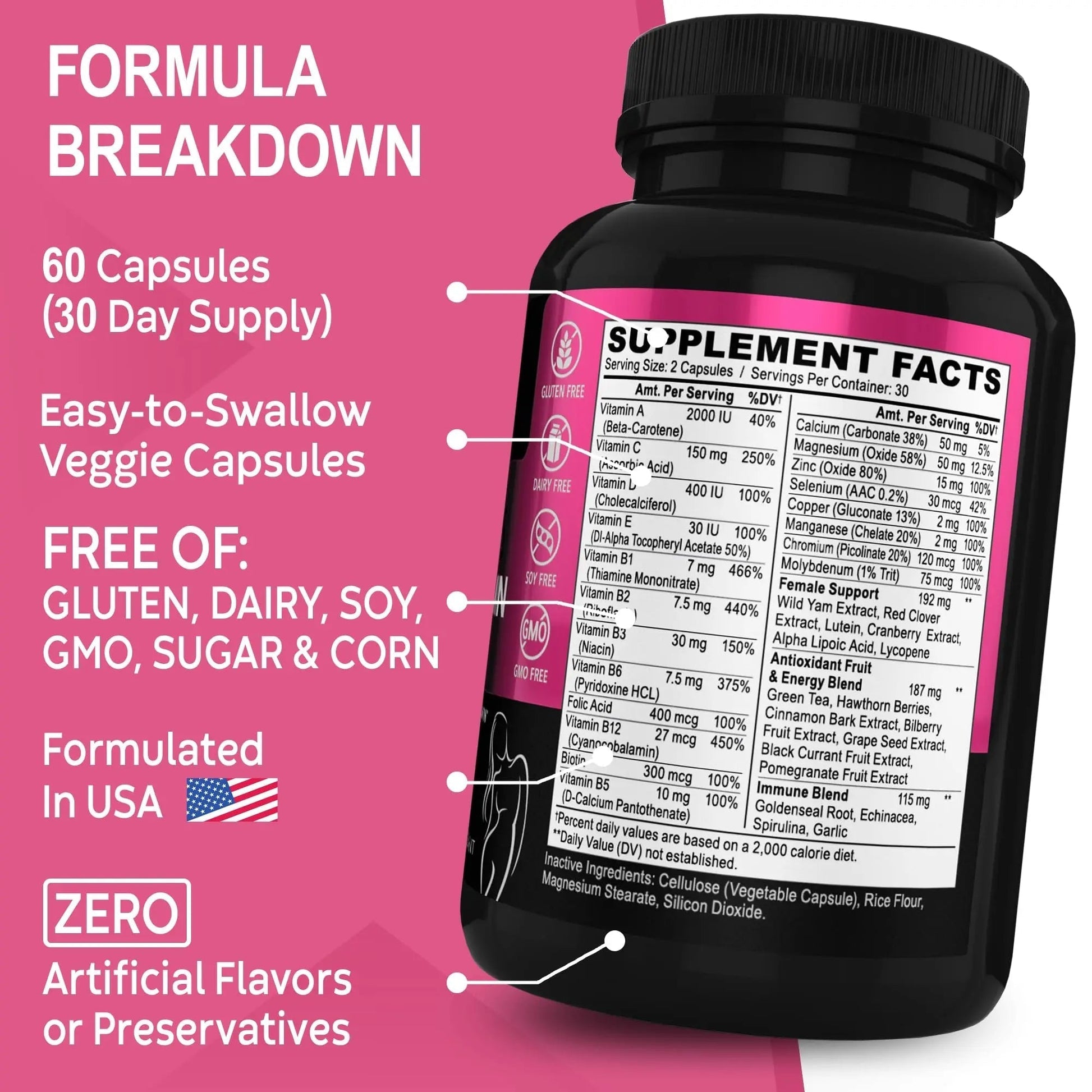 Womens Multivitamin - Natural Daily Multi Vitamins for Women - Womans Energy Vitamin DR. BO uk supplements