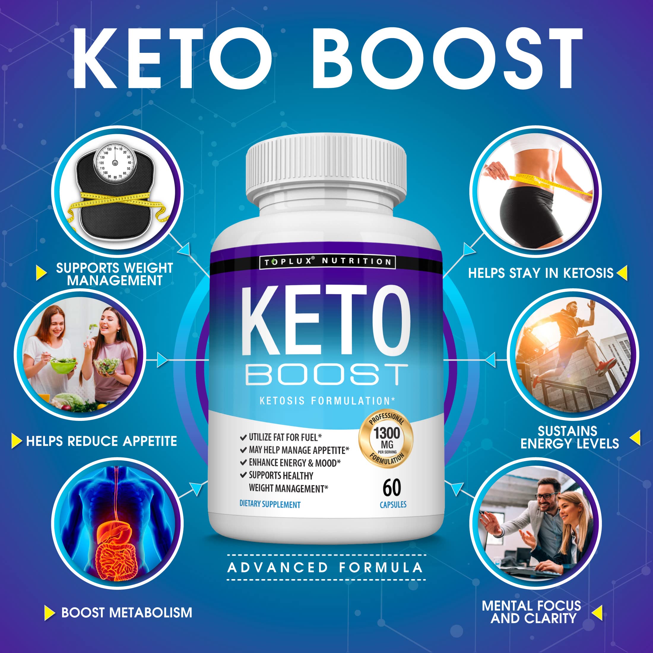 Keto Boost Diet Pills Ketosis Supplement - Natural Exogenous Keto Formula Support Energy Toplux uk supplements