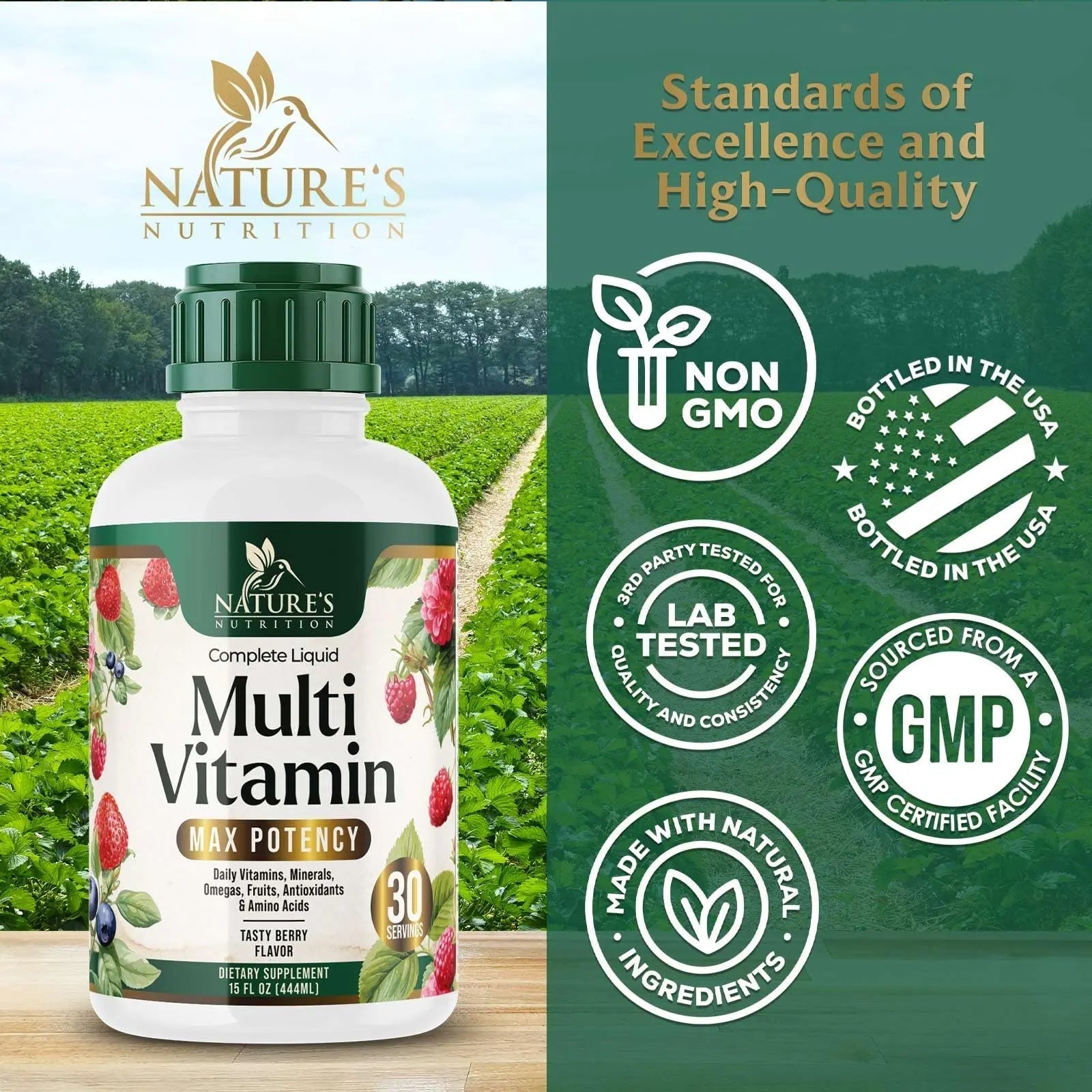 Liquid Multivitamin - Sugar Free Daily Multi Vitamin for Women, Men & Kids, Vitamins A, C, D, B-12, Biotin & Zinc - Supports Faster Hair Growth Nature's Nutrition uk supplements