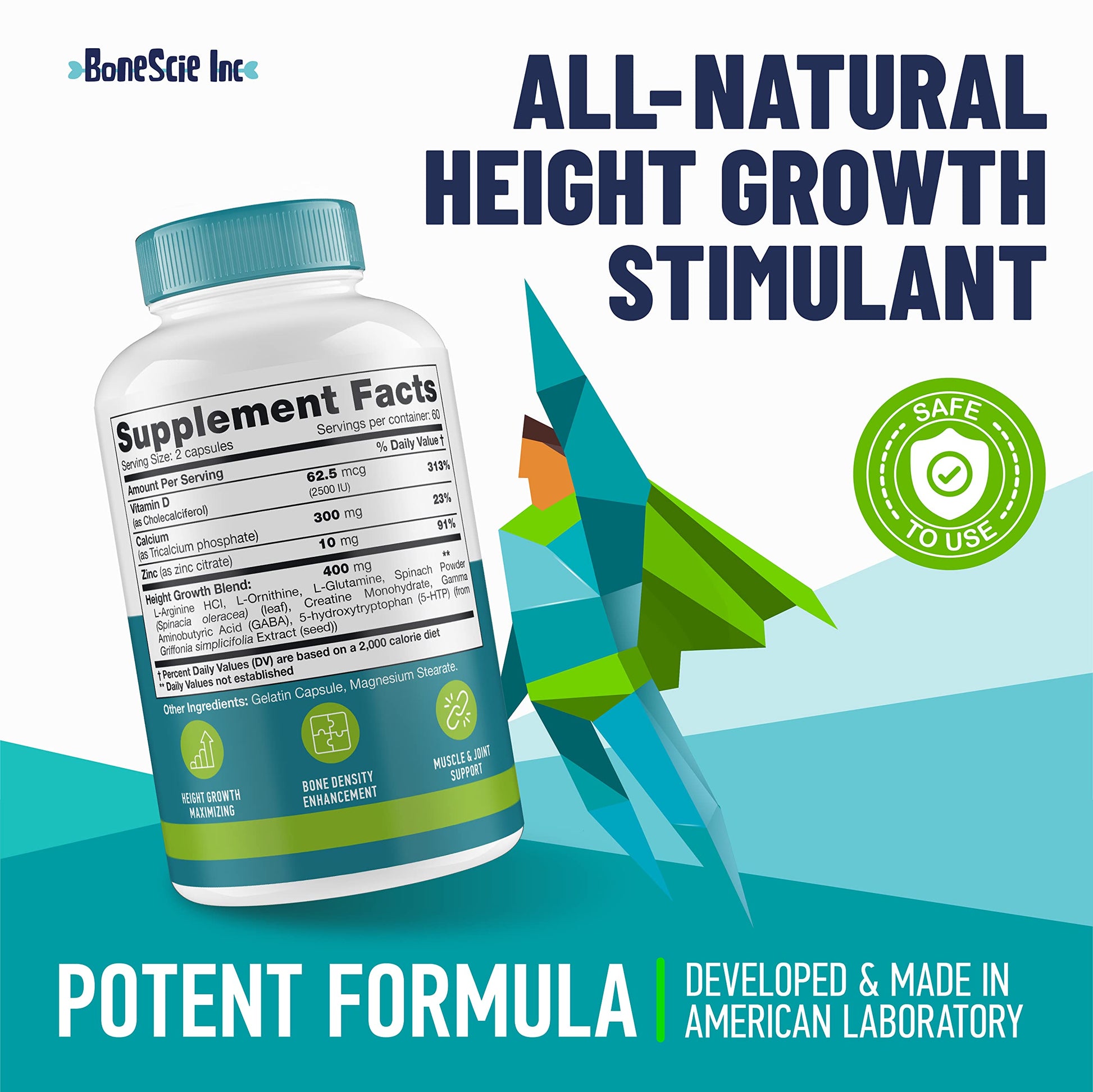 Height Growth Maximizer - Made in USA - Natural Height Increase Booster & Bone Growth Pills - Grow Taller Supplement for Adults, Teens & Kids - Vitamins for Boys & Girls to Get Taller - 120 capsules BONESCIE INC uk supplements