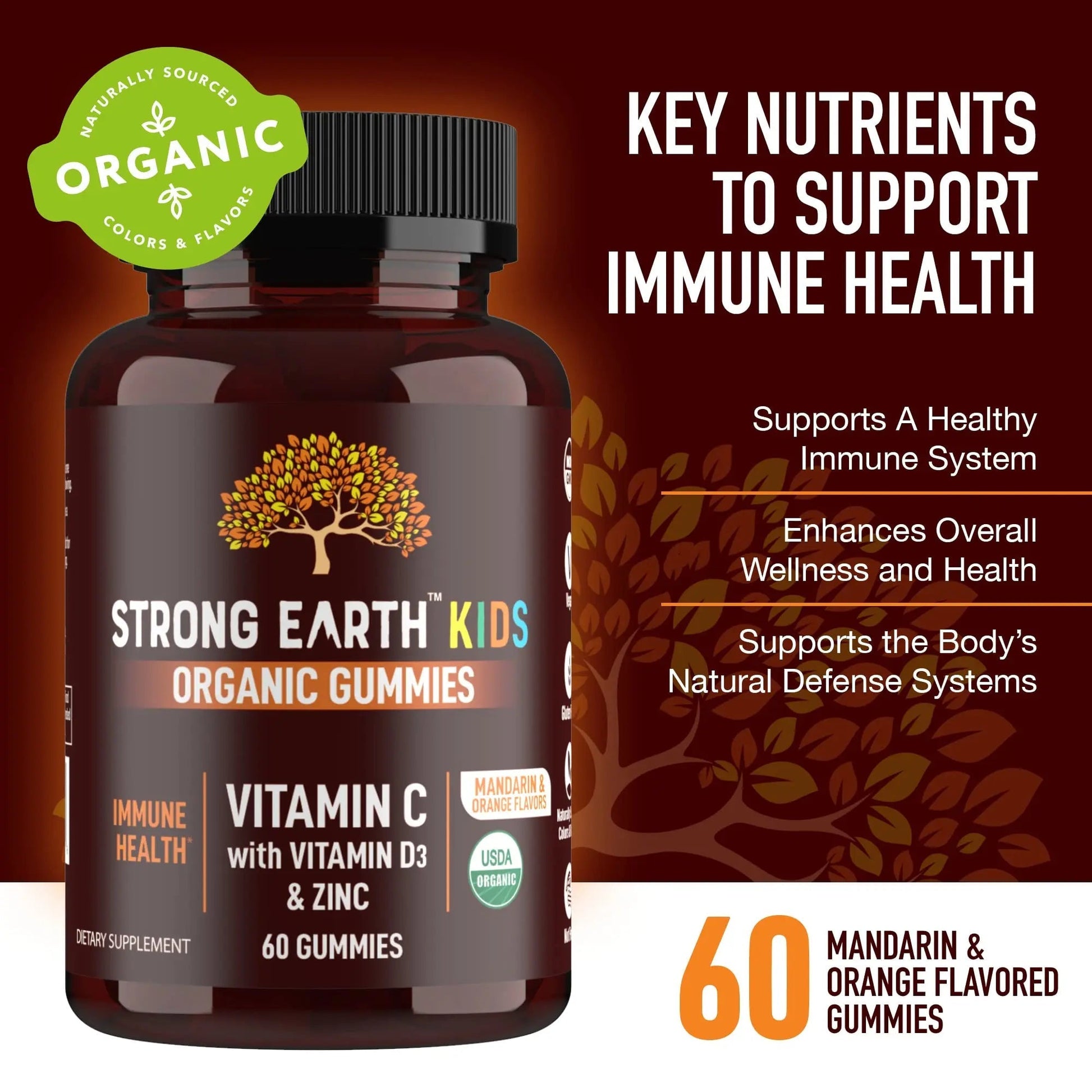 YUM-V'S Kids Strong Earth - Organic Immune Health Gummies with Vitamin C, Vitamin D3 Plus Zinc - Immune System Boost Zinc YUM-V'S uk supplements
