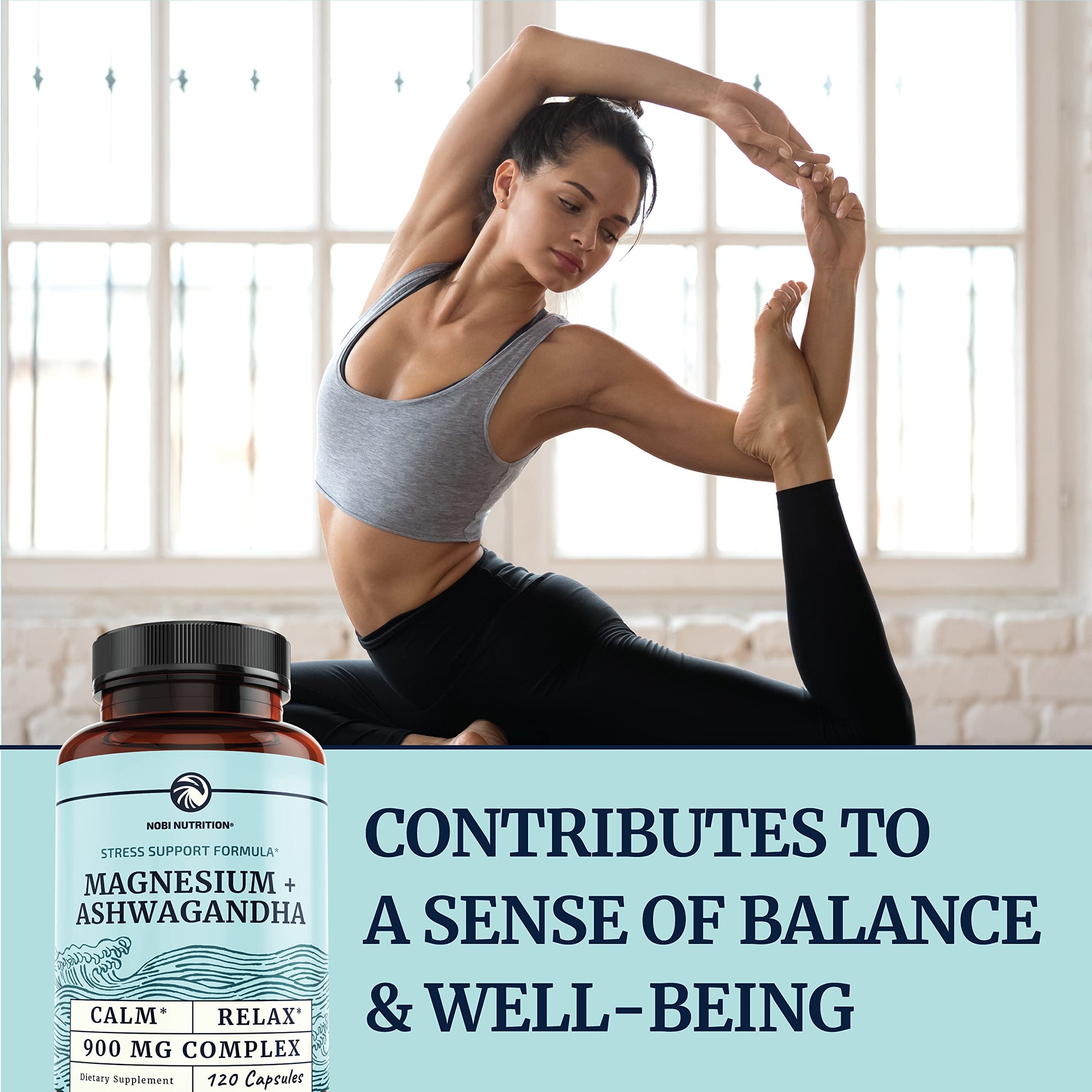 Magnesium Ashwagandha | Calming Magnesium Supplement for Adults | Relax, Rest Nobi Nutrition uk supplements