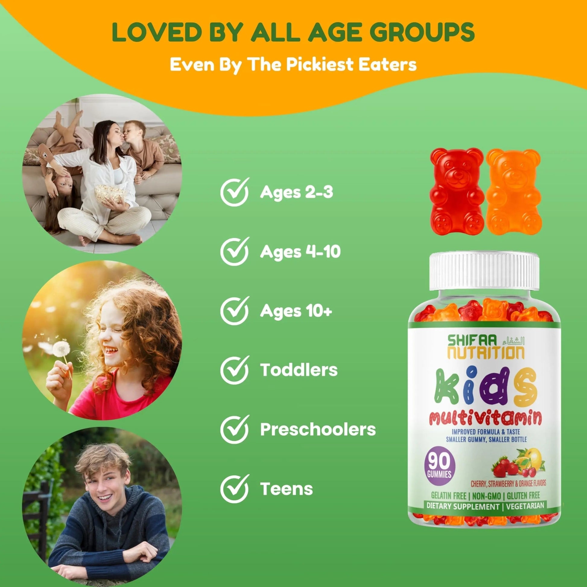 SHIFAA NUTRITION Halal Kids Multivitamin Gummies, 45-90 Days Supply, with All Essential Kids Vitamins SHIFAA NUTRITION uk supplements