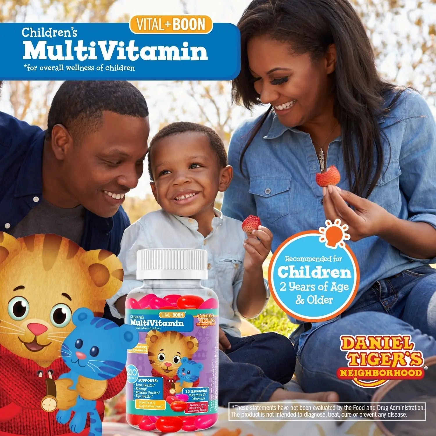 Daniel Tiger - Kids Multivitamin Jellybeans (210 Jellybean Bottle) Toddler 2+ & Kids Vitamins - 13 Essential Vitamins & Minerals to Support Bone Health Vital+Boon uk supplements