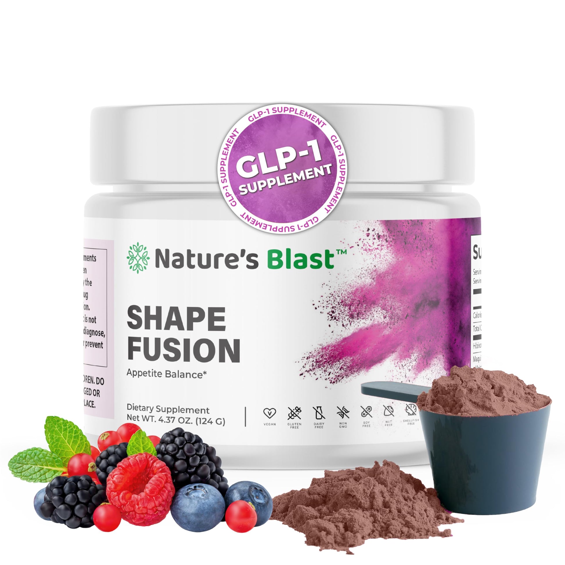 NATURES BLAST Shape Fusion® - GLP-1 Supplements with Ashwagandha, Hibiscus, Ceylon Cinnamon, Maqui Berry & African Mango Extract - Supports Healthy Habits, Energy & Body Balance - 30 Servings NATURES BLAST uk supplements