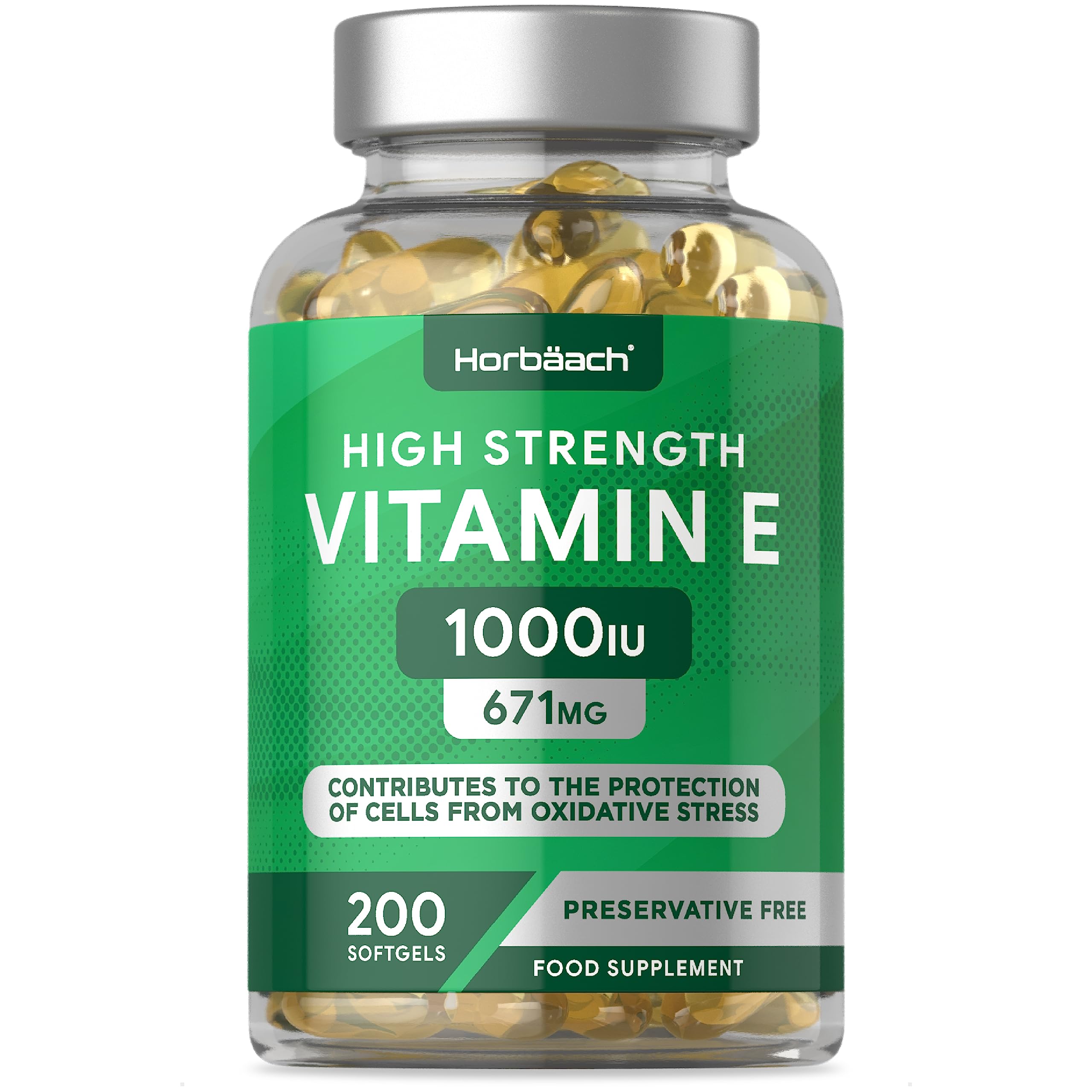 Vitamin E Capsules 1000iu | 200 Count | High Strength Vitamin E as DL-Alpha Tocopheryl Horbäach uk supplements