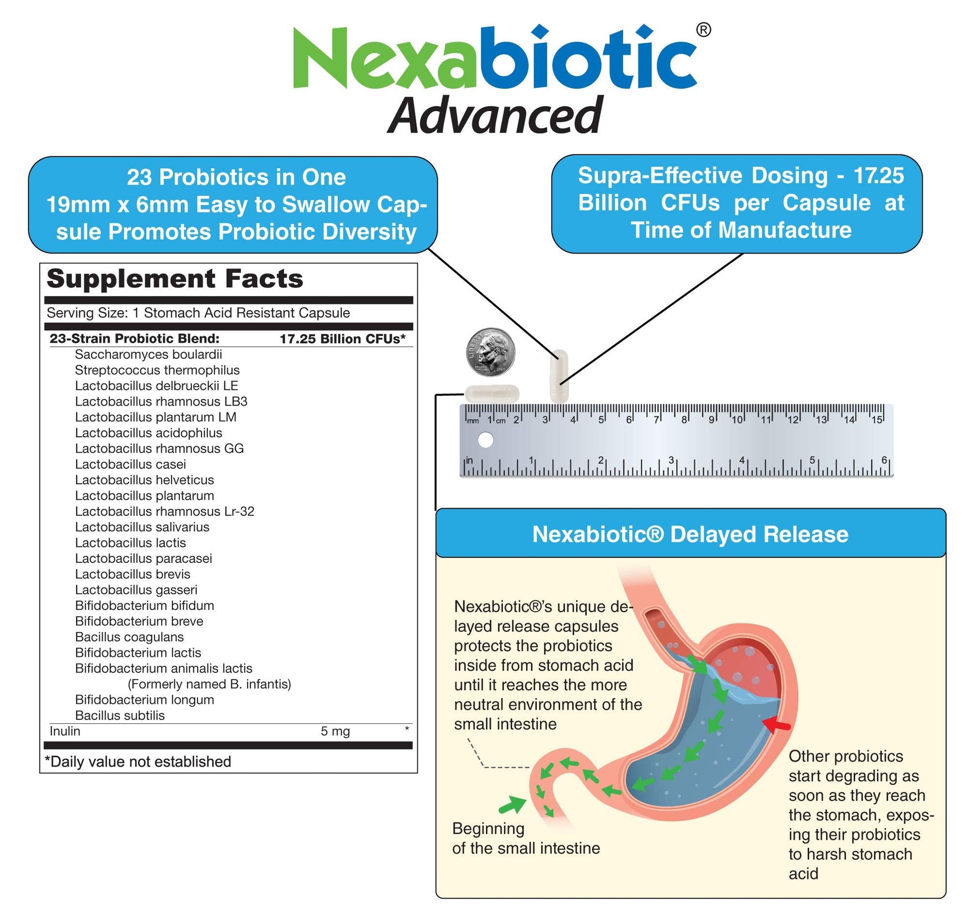 DrFormulas Nexabiotic 23 Multi Probiotic for Women and Men - Dr. formulated with Lactobacillus Acidophilus, Bifidobacterium Infantis, Saccharomyces Boulardii, 17.25 Billion CFUs DrFormulas uk supplements