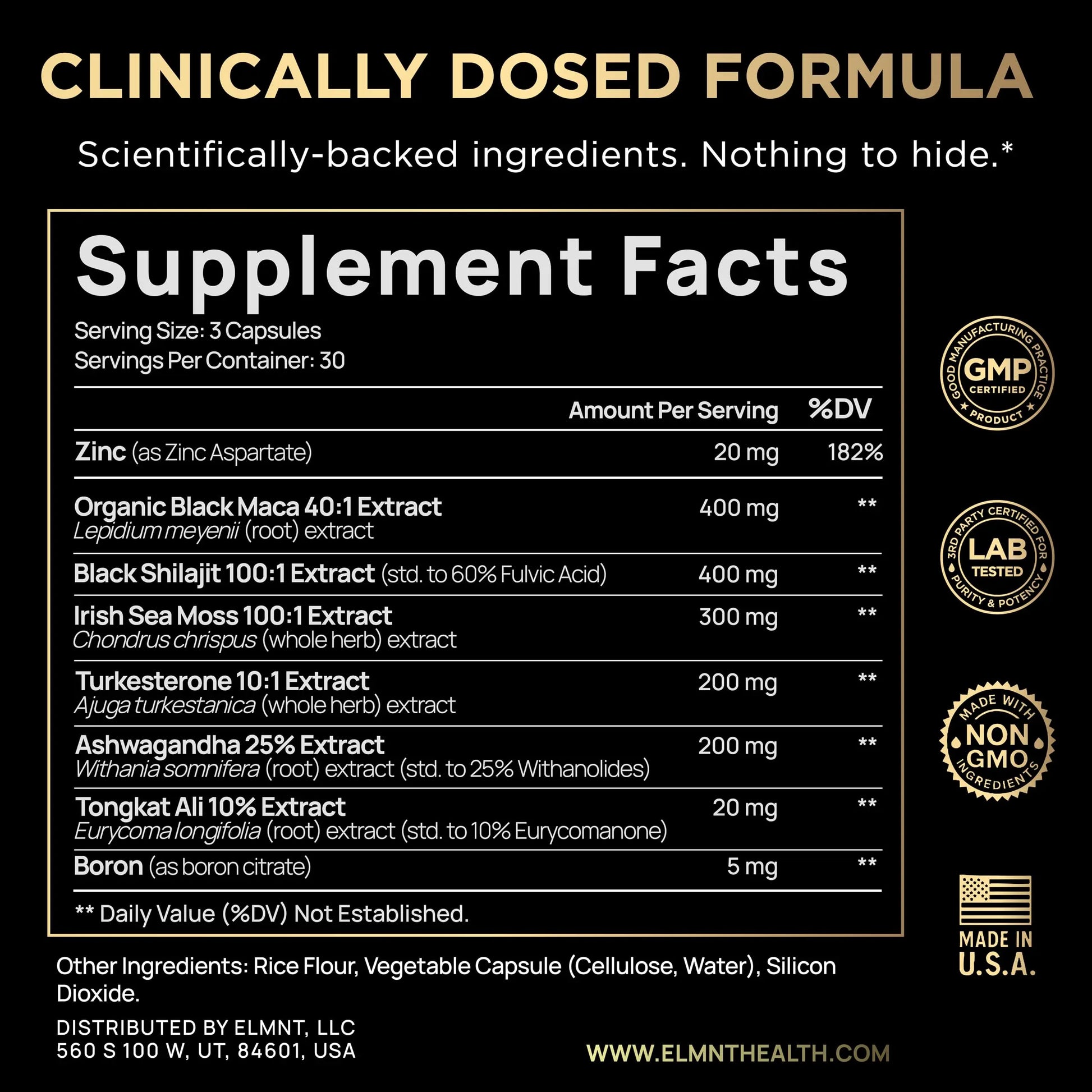 ULTRA MALE® Premium for Men w. 100:1 Shilajit, 40:1 Black Maca, Ashwagandha 25%, Tongkat Ali 10% - Clinical Strength Male Enhancing Supplement for Men Health Libido+ TERRA ELMNT uk supplements