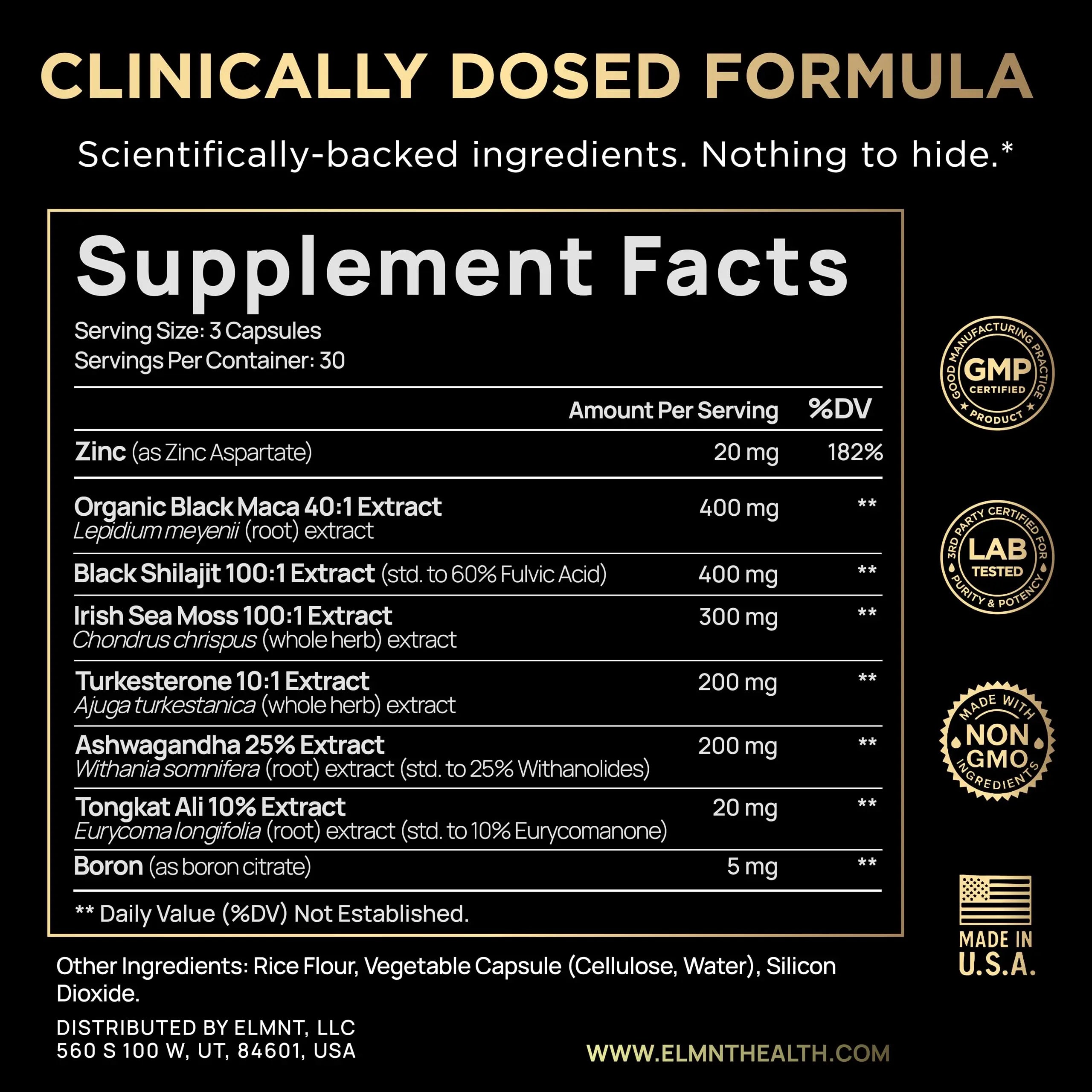 ULTRA MALE® Premium for Men w. 100:1 Shilajit, 40:1 Black Maca, Ashwagandha 25%, Tongkat Ali 10% - Clinical Strength Male Enhancing Supplement for Men Health Libido+ TERRA ELMNT uk supplements