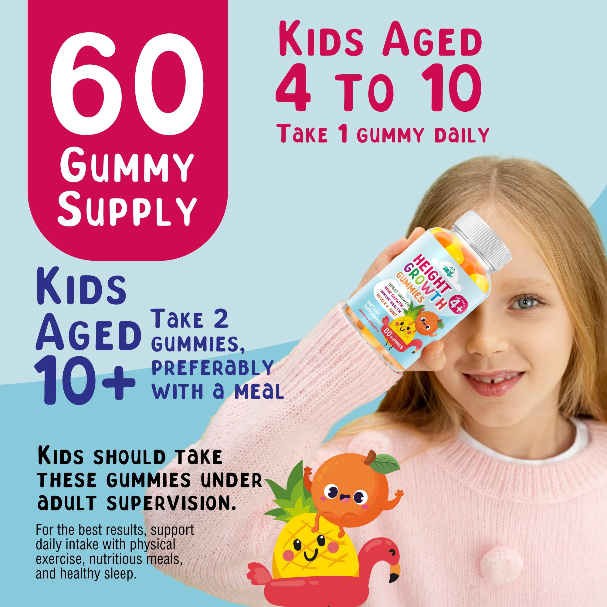 Height Growth Gummies Supplement - Kids Teens Height Increaser Maximizer Grow Taller Vitamins Mood Mingle uk supplements
