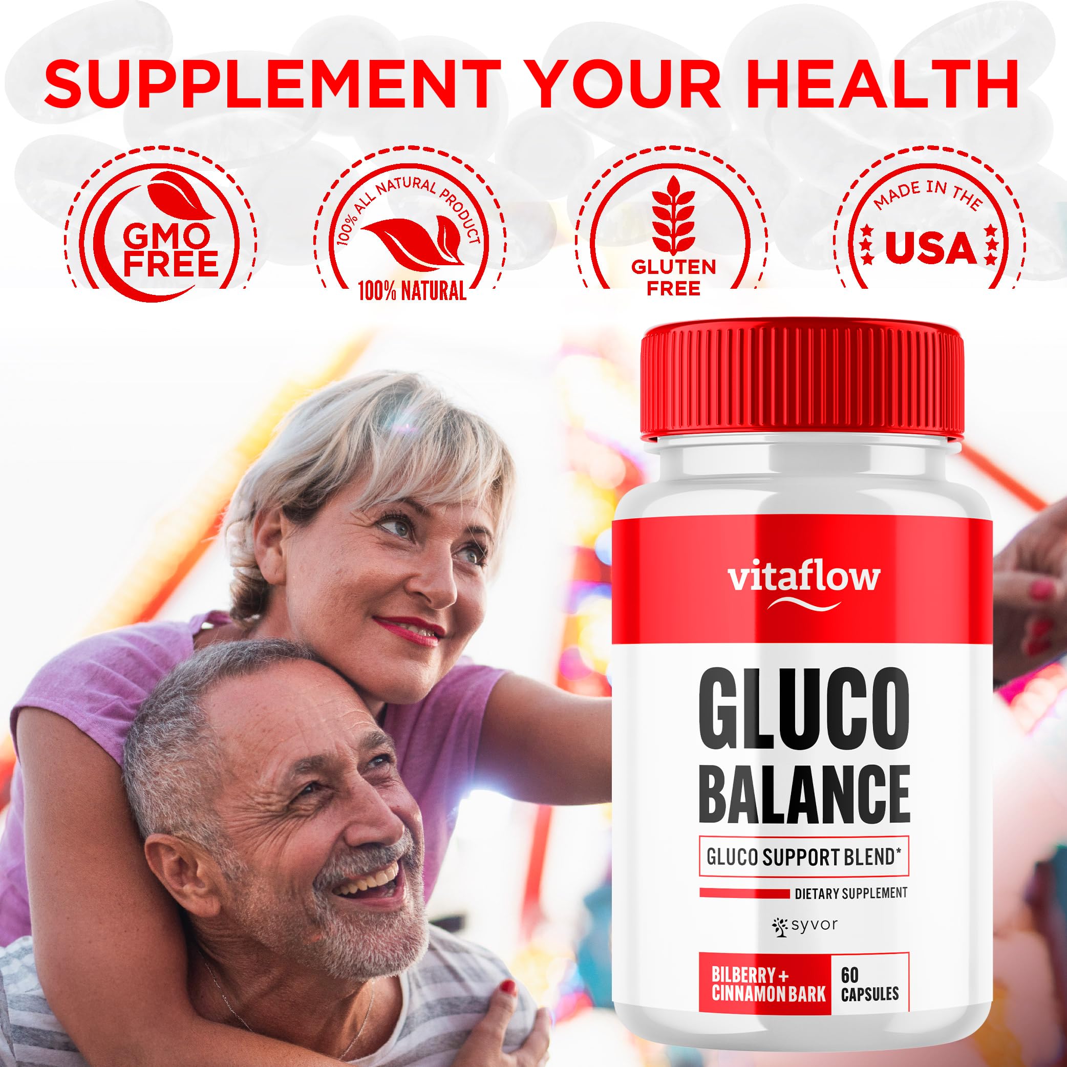 (3 Pack) Vitaflow Balance Support Supplement Capsules, Official VitaFlow Support Supplements Pills with All Natural Premium Ingredients, Vita Flow Advanced Glyco Balance for Men & Women (180 Capsules) Syvor uk supplements